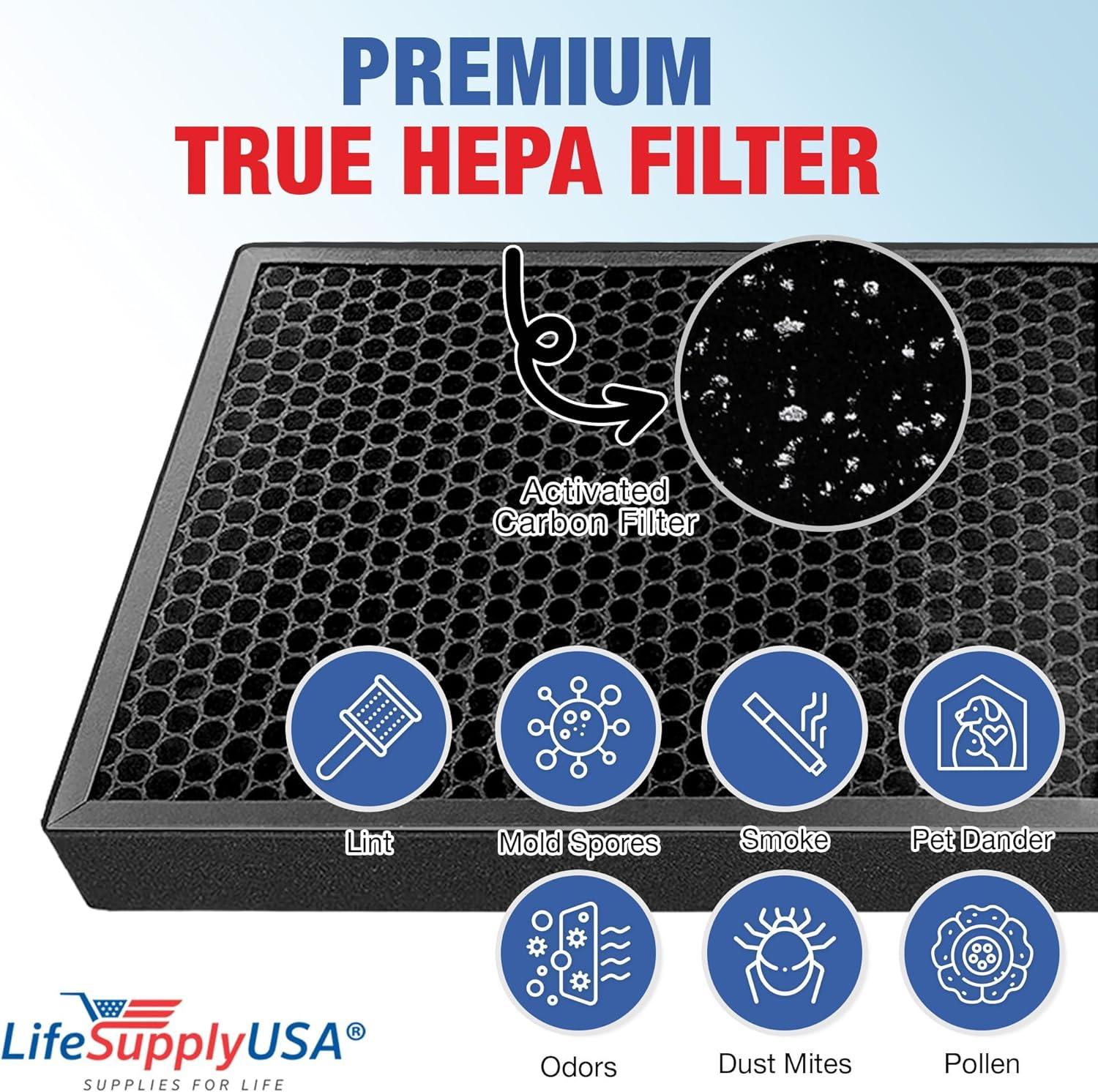 LifeSupplyUSA True HEPA Filter Replacement Compatible with Alen BF25A HEPA-Pure HEPA-Fresh A350, A375 Air Purifier