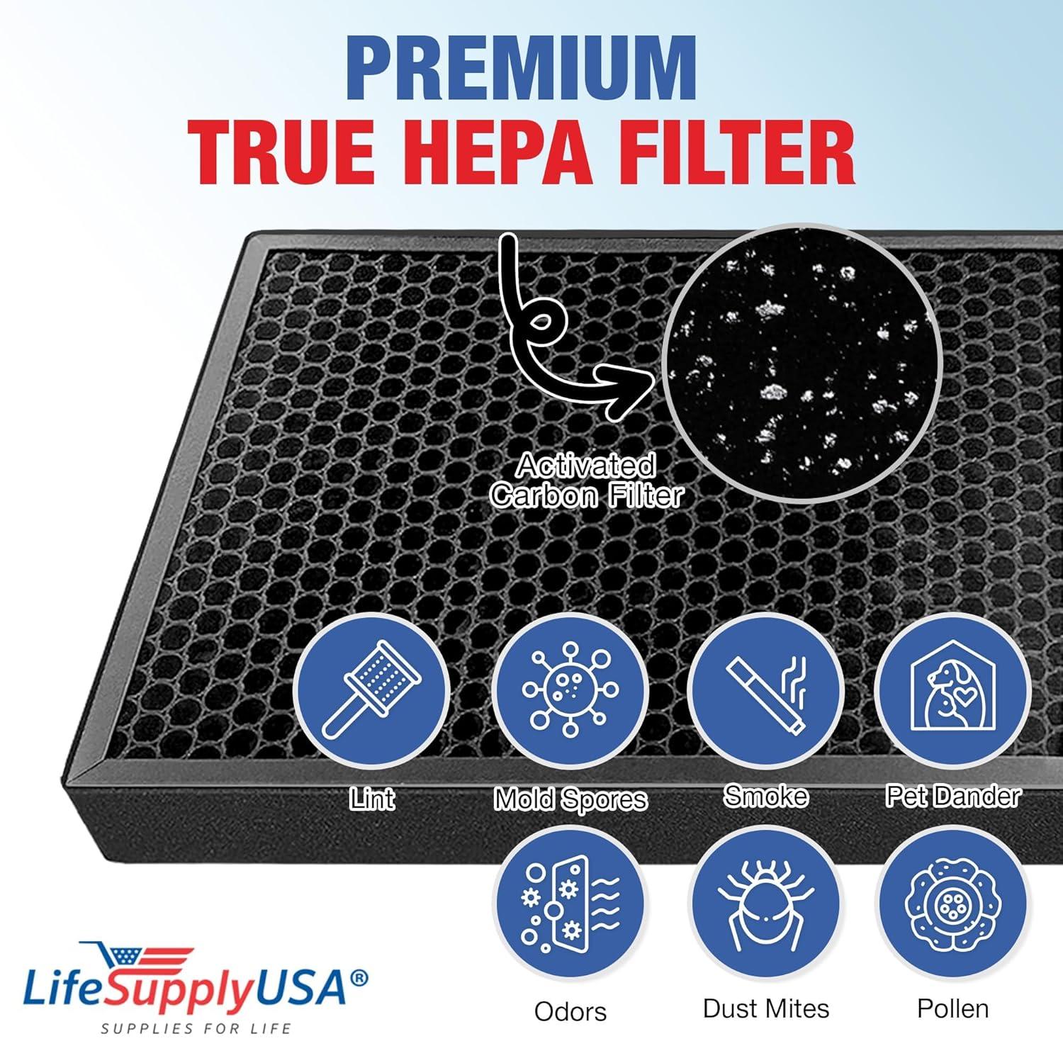 LifeSupplyUSA True HEPA Filter Replacement Compatible with Alen BF25A HEPA-Pure HEPA-Fresh A350, A375 Air Purifier