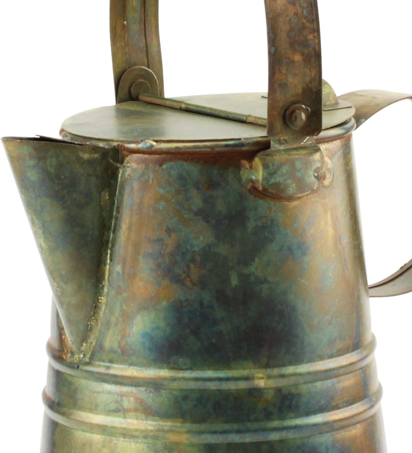 7.5 Inch Rustic Weathered Metal Pitcher with Handles