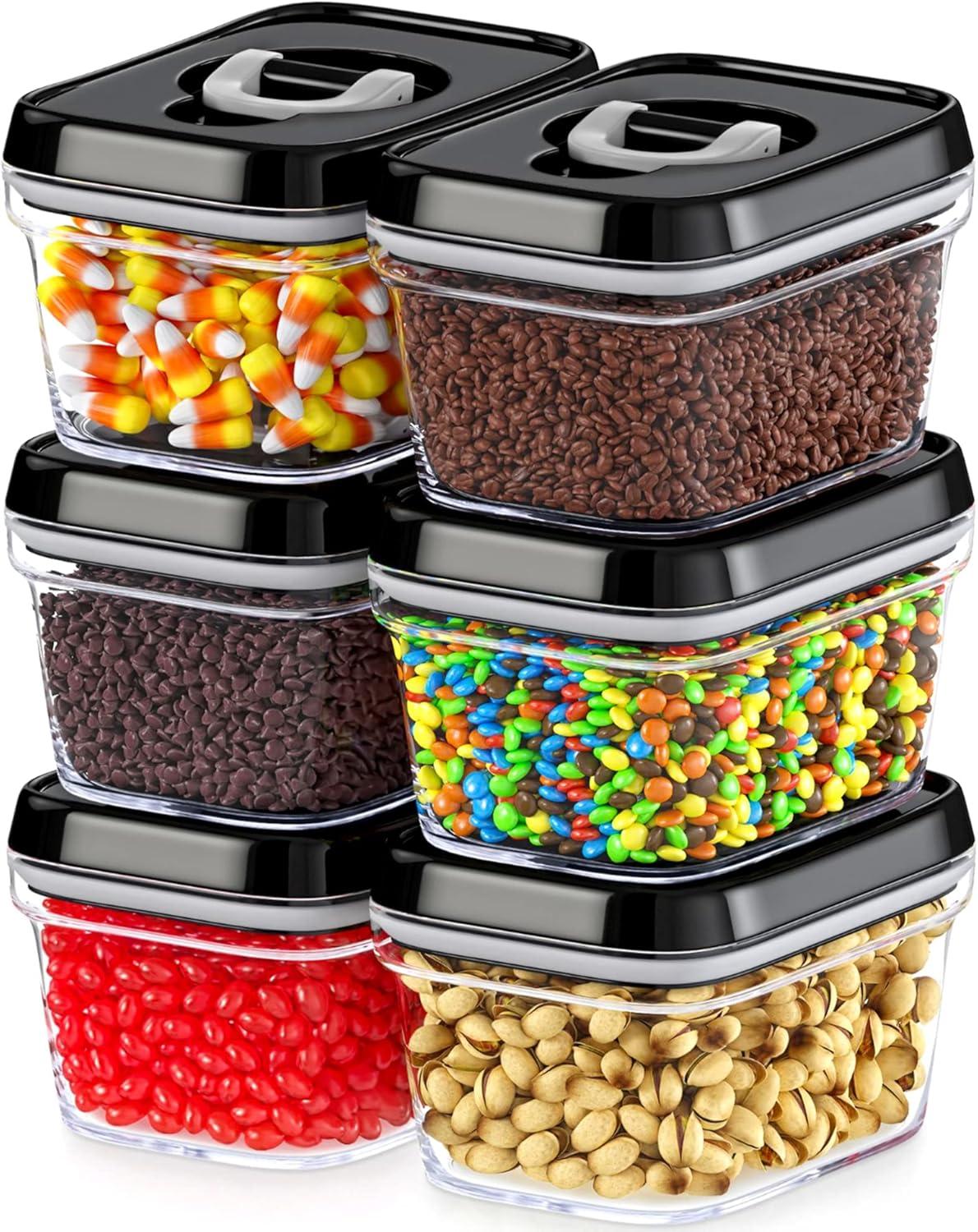 DWËLLZA KITCHEN Mini 6 Piece Set Clear Plastic Airtight Food Storage BPA-Free Containers with Lids