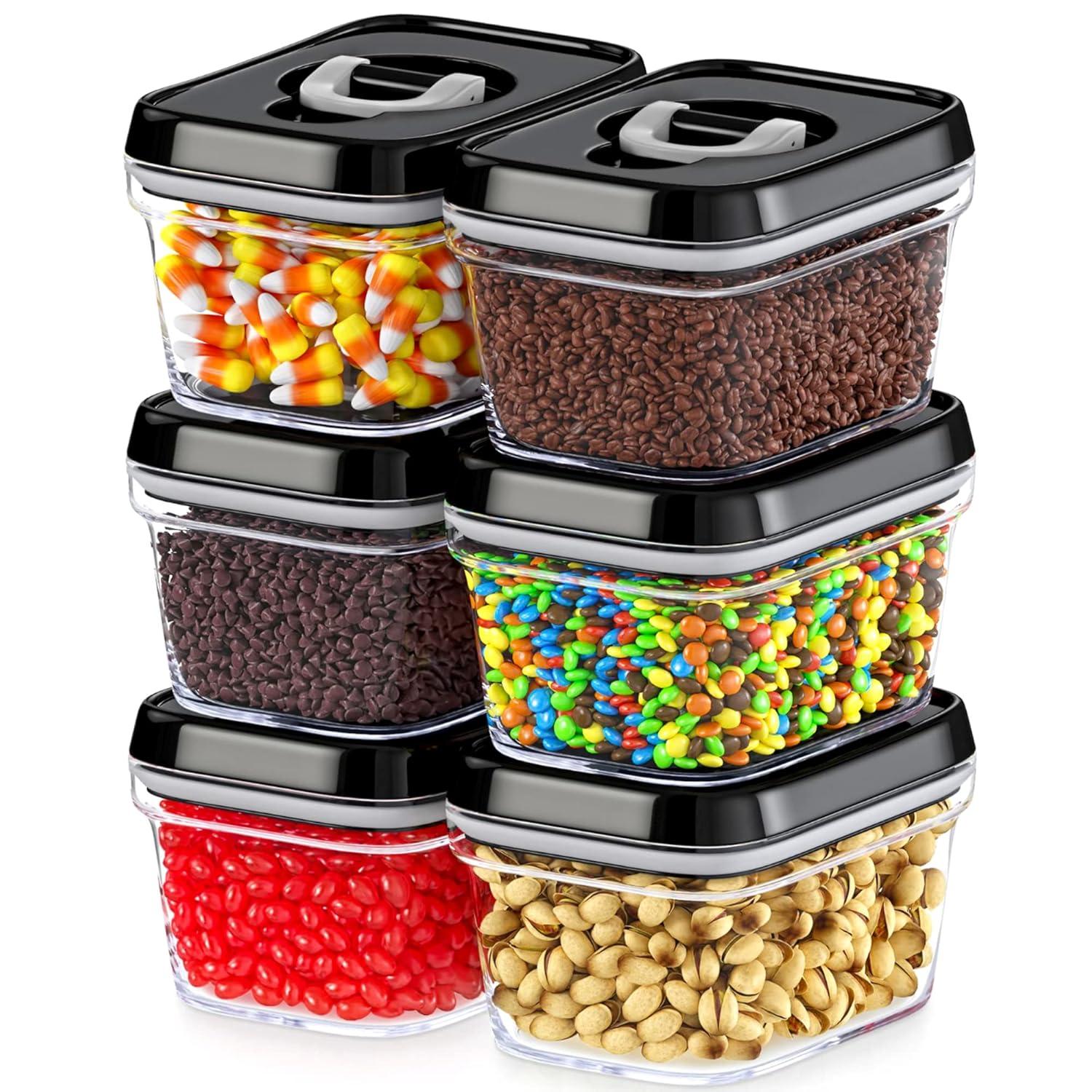 DWËLLZA KITCHEN Mini 6 Piece Set Clear Plastic Airtight Food Storage BPA-Free Containers with Lids