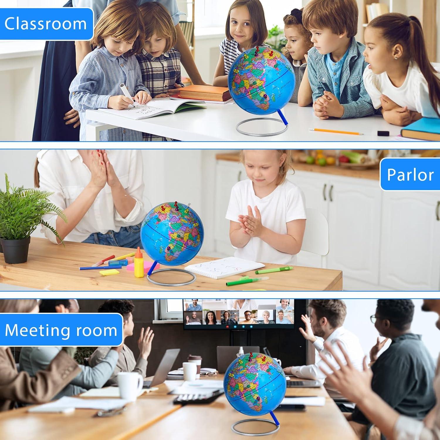 World Globe for kids Learning, 360° Horizontal Rotation Educational World Globe