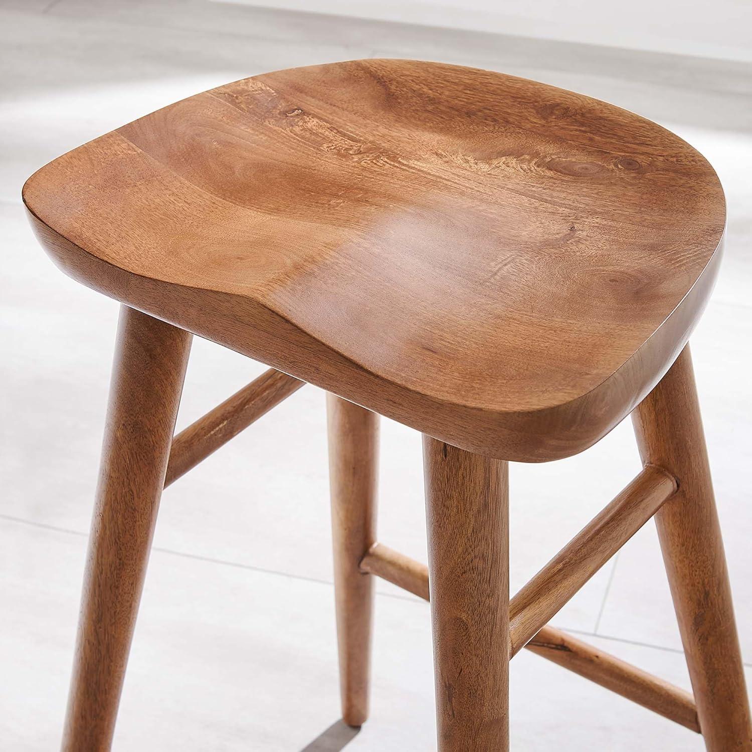 Modway EEI-6739-WAL Saville Backless Wood Counter Stools - Set of 2, Walnut