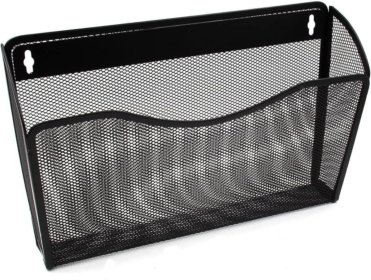 YBM HOME Mesh Wall Mount File Organizer Holder for Home and Office, Single Pocket Hanging File Holder for Folders, Documents, Letters, and Magazines, Silver 6 Pack