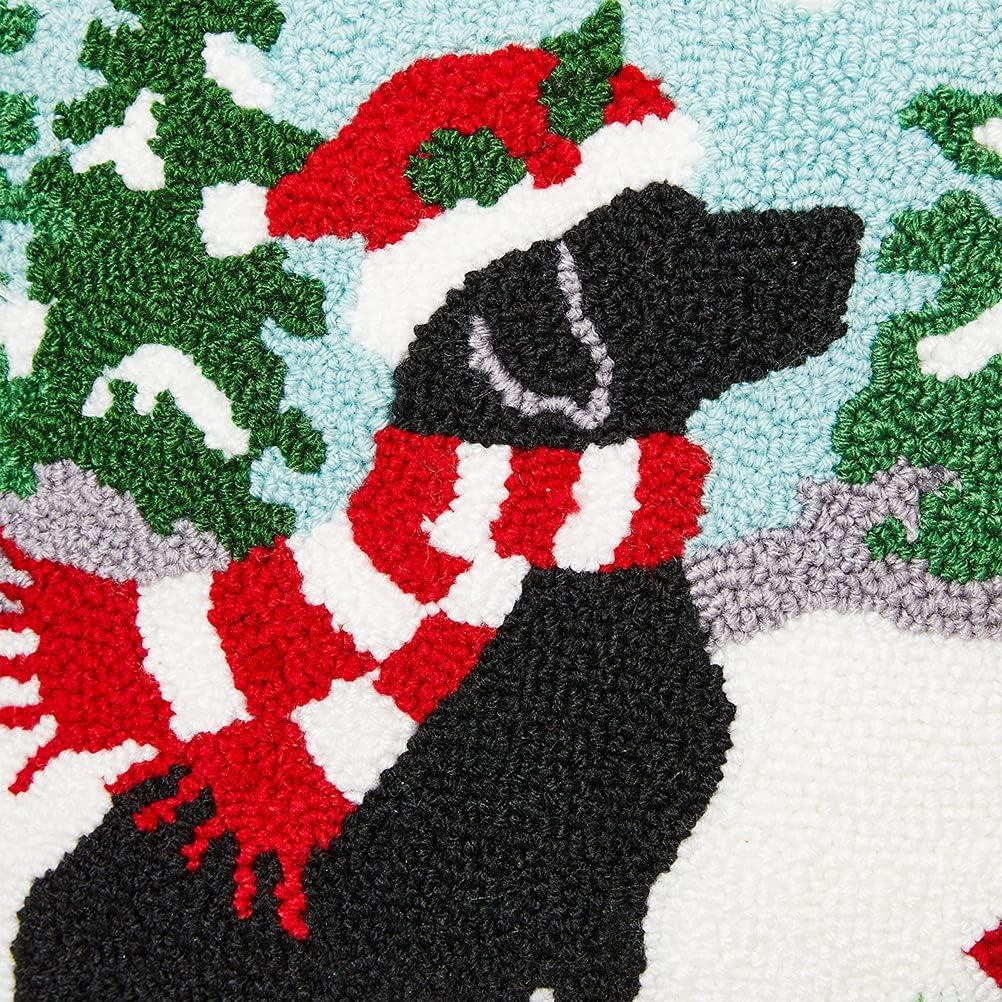 Nordic Christmas Dog Pattern Knit Throw Pillow