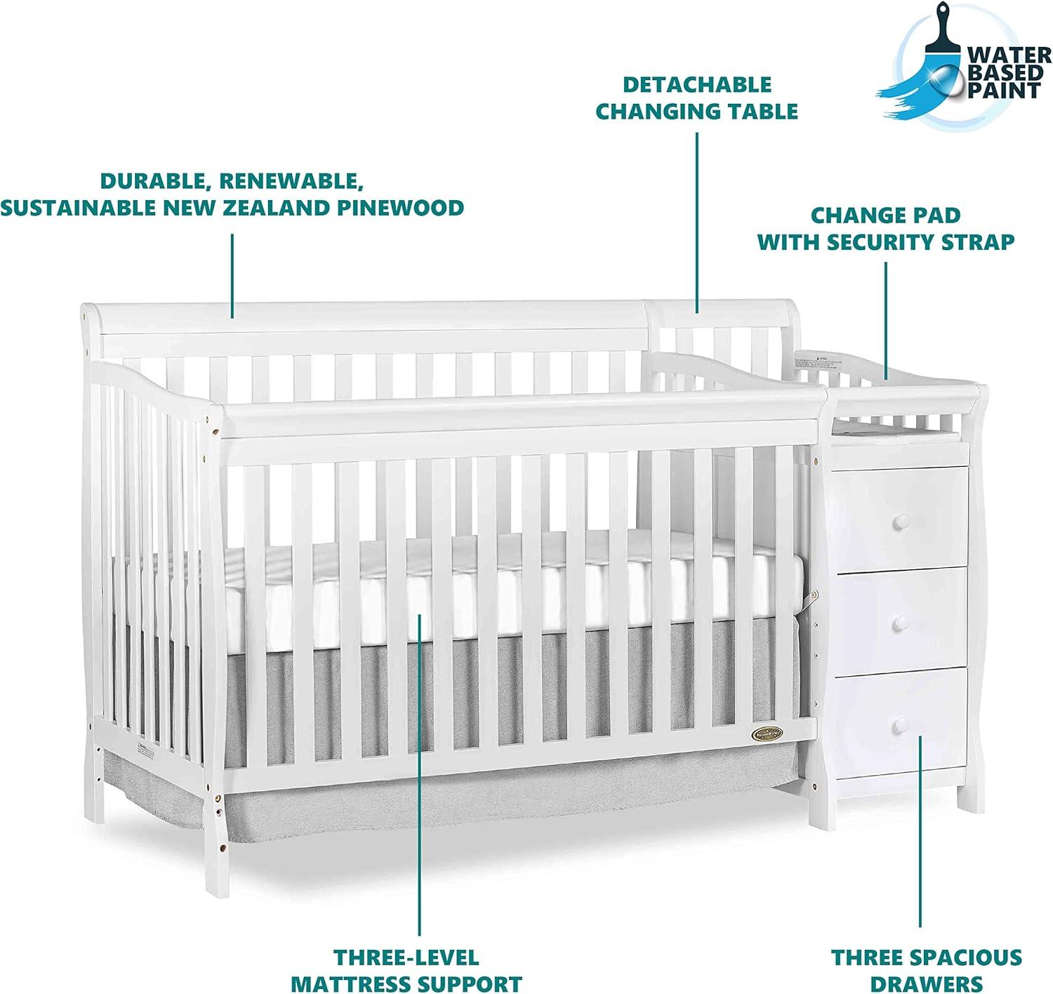 Dream On Me 5 in 1 Brody Convertible Crib With Changer in White