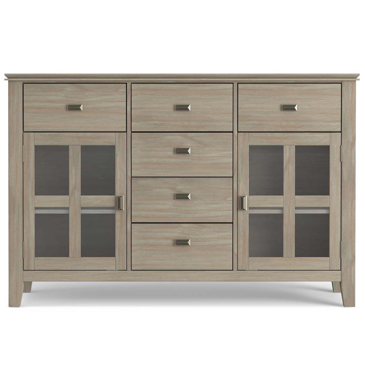 Simpli Home Artisan Solid Wood Sideboard Buffet In Distressed Grey