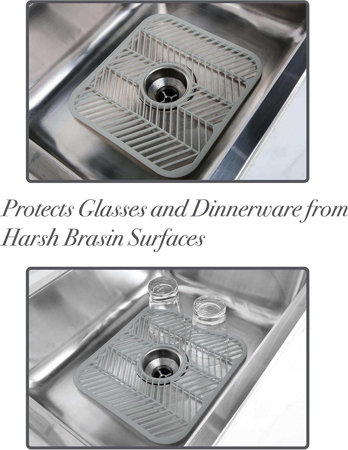 Kitchen Details Draining Sink Mat- Rect. Shape W/Center Drain Hole 12X11"- 12"X 11"X 0.4" (Item:27066 )