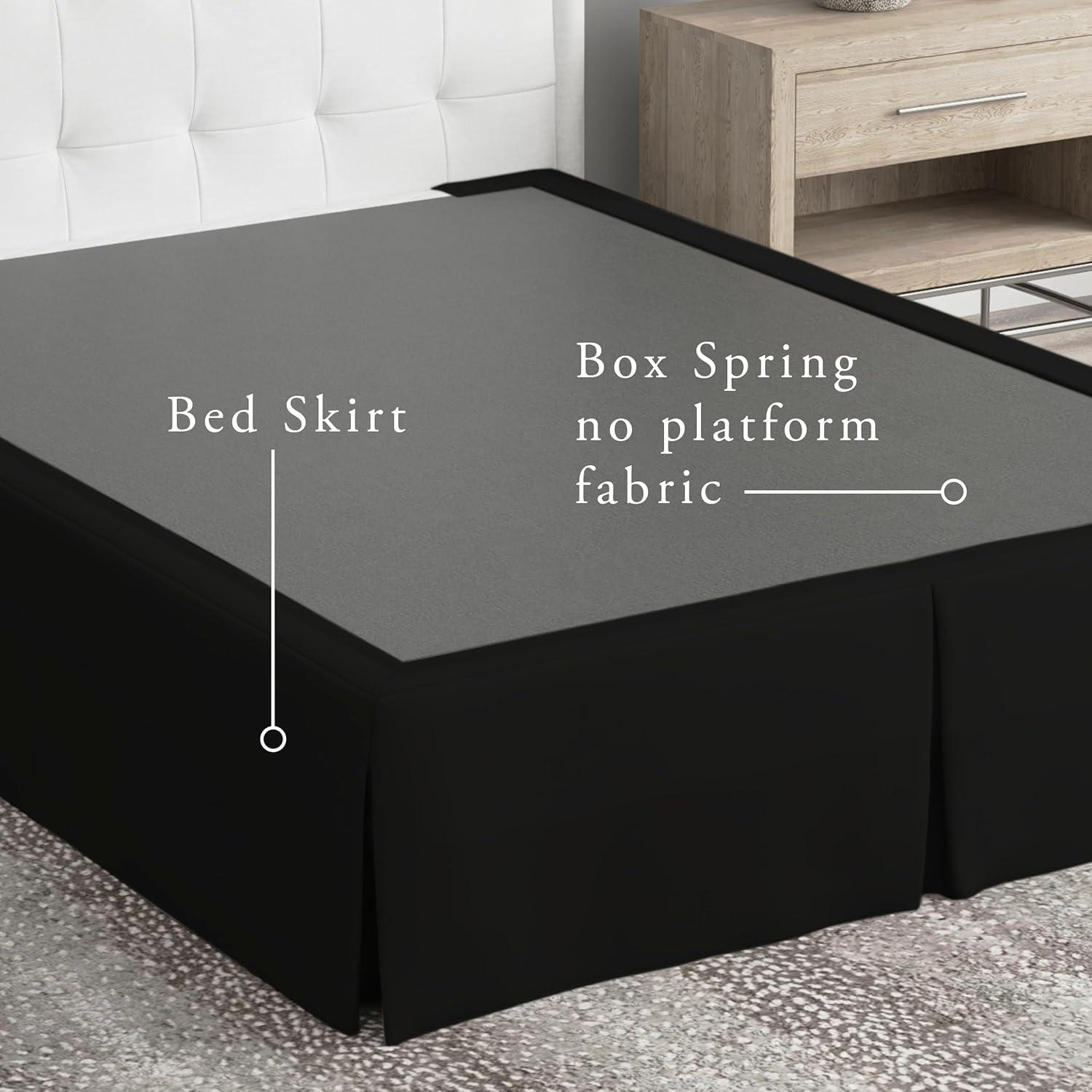 Bed Maker's Wrap-Around Hassle Free, Never Lift Your Mattress Tailored Bed Skirt, 14" Drop Length, King, Black