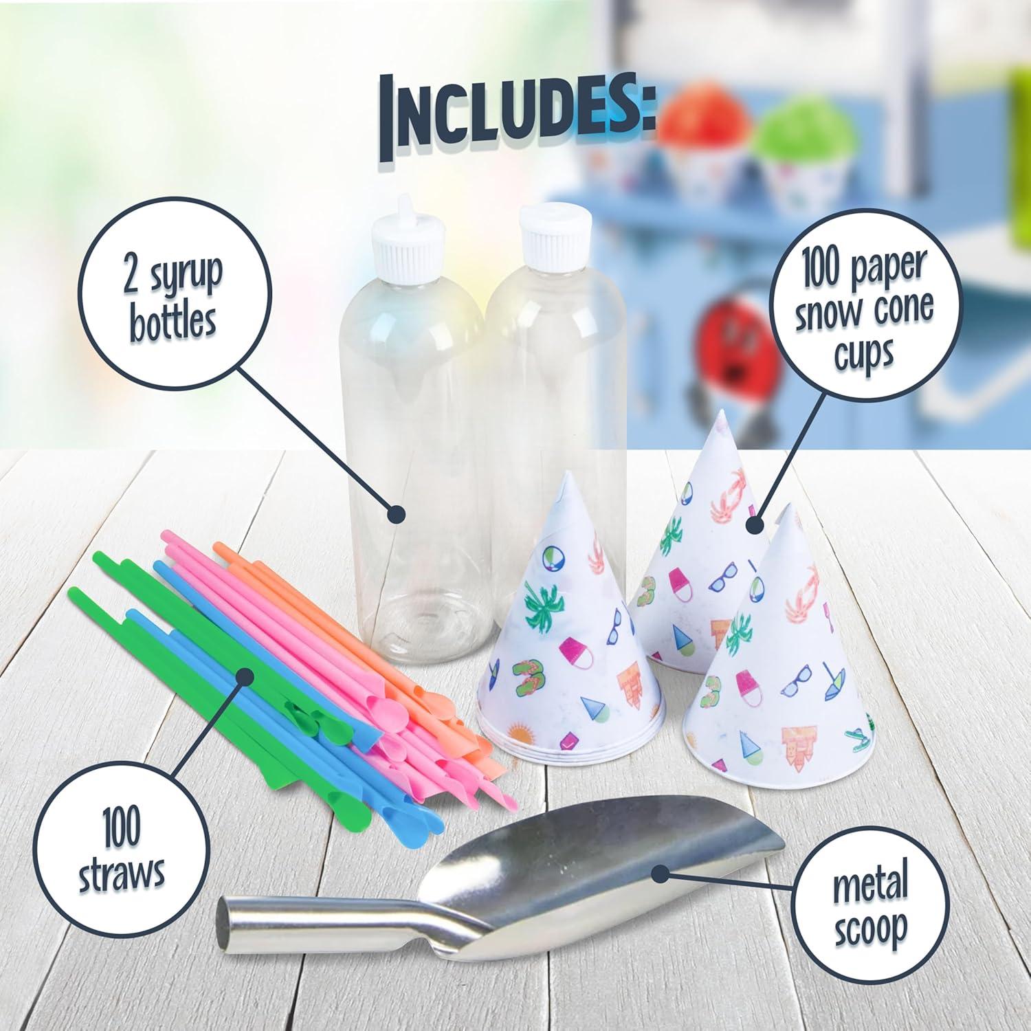 Nostalgia Nostalgia 54-Inch Tall Snow Cone Cart, Makes 72 Icy Treats, Includes Metal Scoop, 2 Syrup Bottles, 100 Paper Cups/Spoons, Storage Compartment, Wheels For Easy Mobility