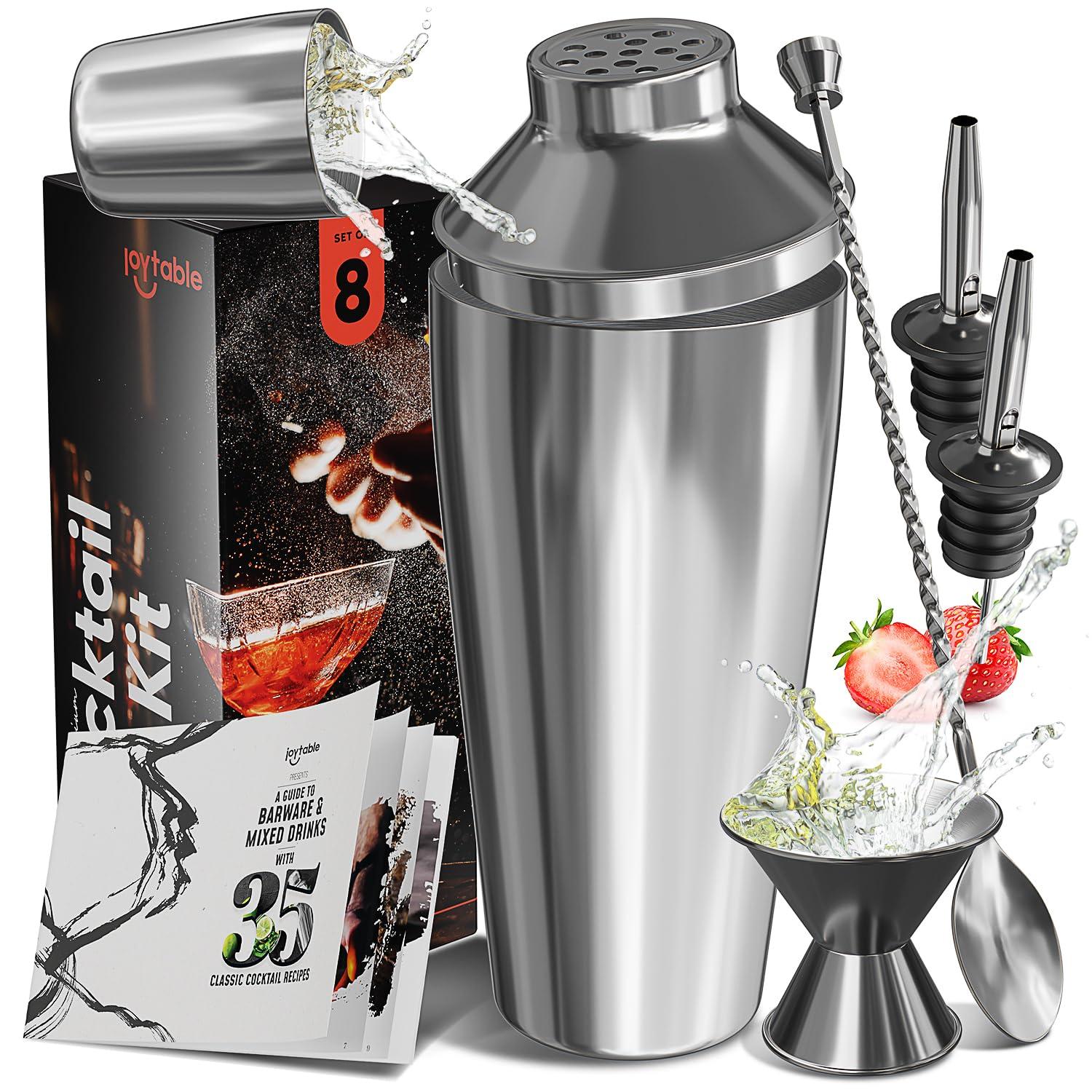 Joytable Joytable 8 Piece Stainless Steel Cocktail Shaker Bar Tool Set