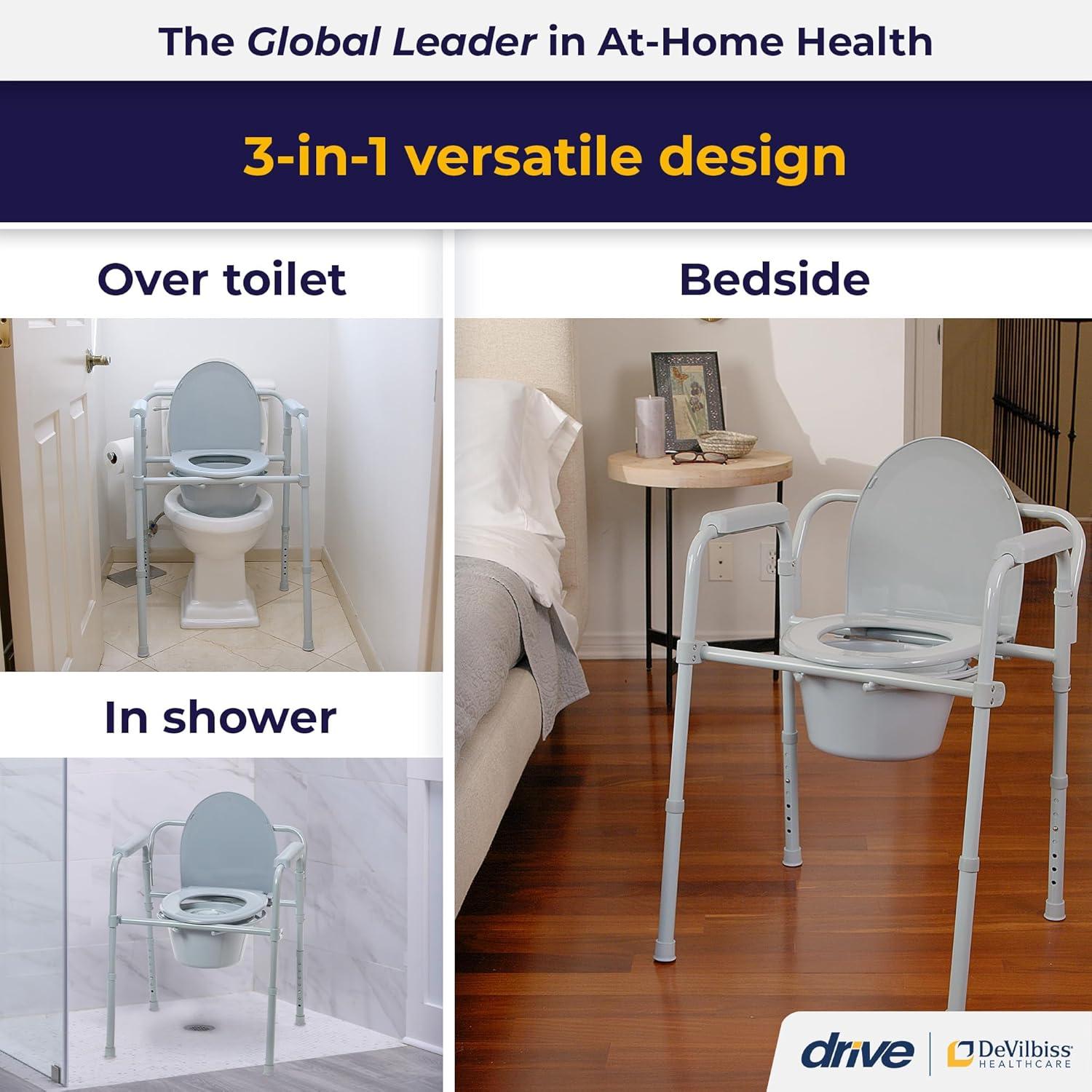 Drive Medical Steel Folding Bedside Commode