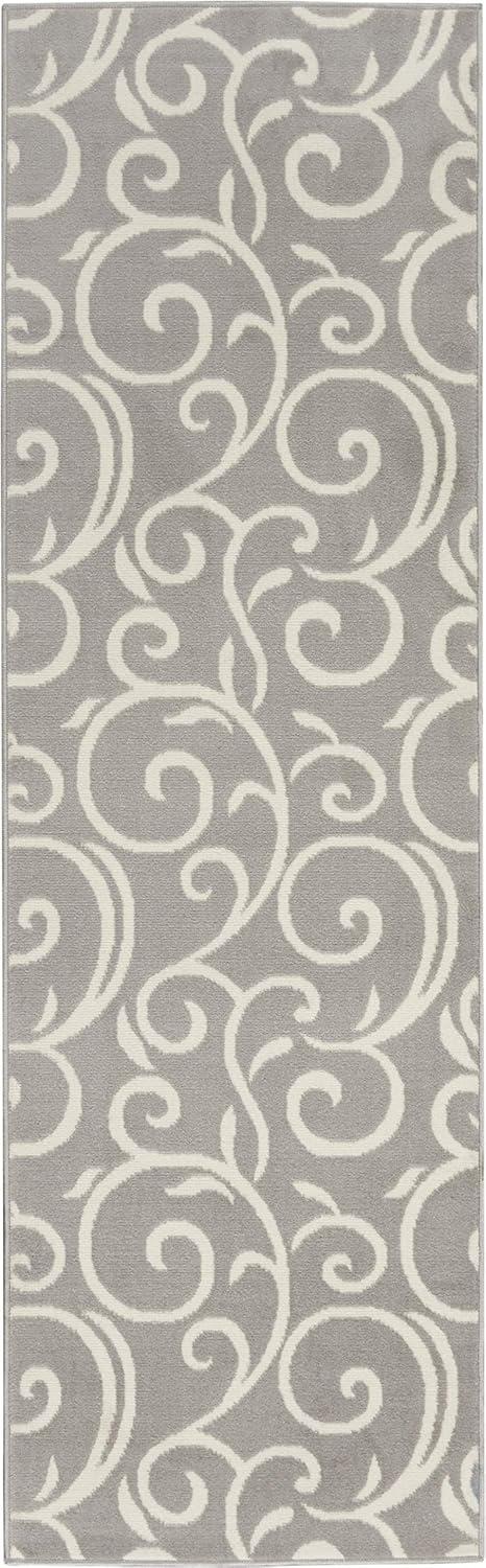 Nourison Grafix 3'9" x 5'9" (4' x 6') Grey Area Rug Bohemian Contemporary Botanical by Nourison