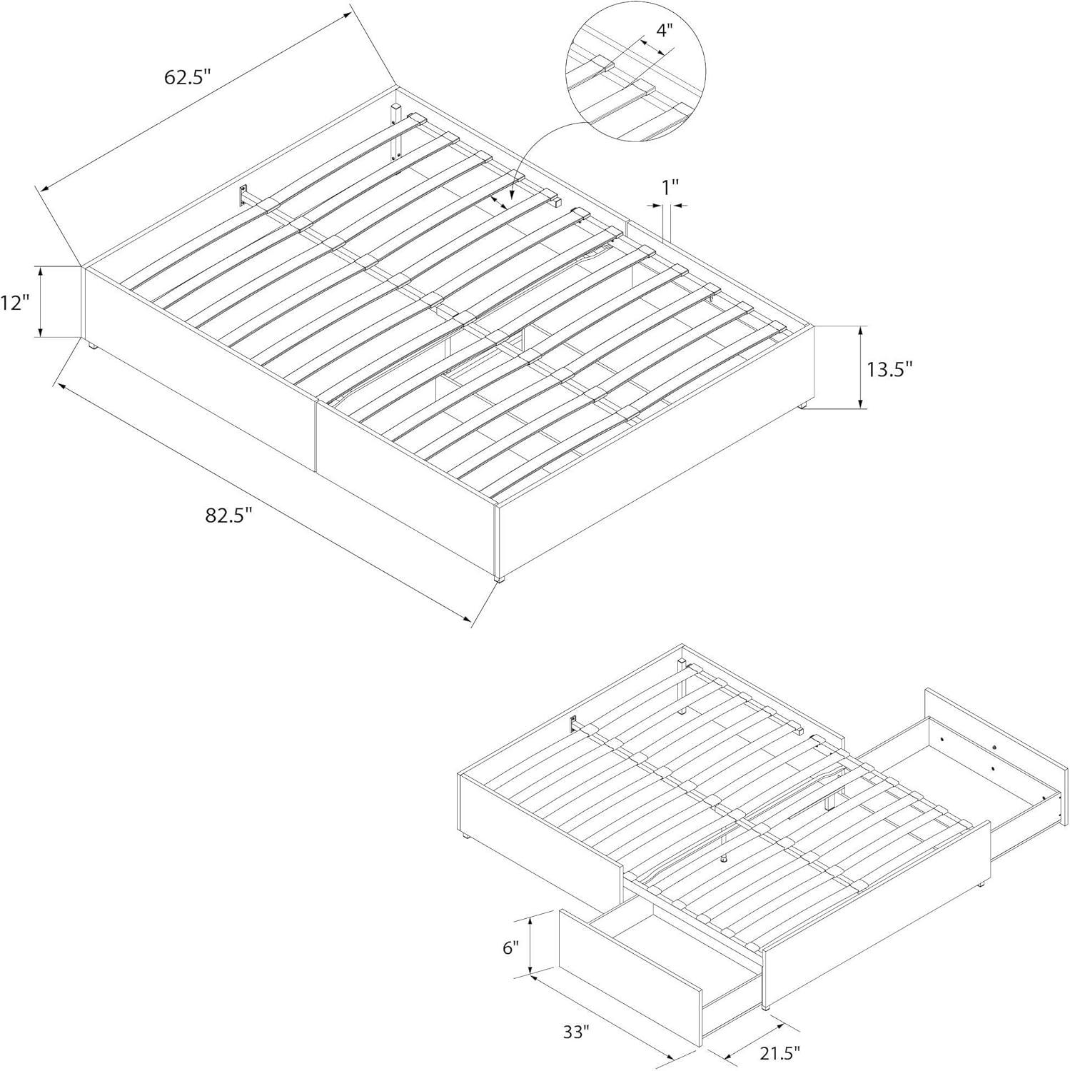 DHP Maven Platform Bed with Storage, Queen, Black Faux Leather
