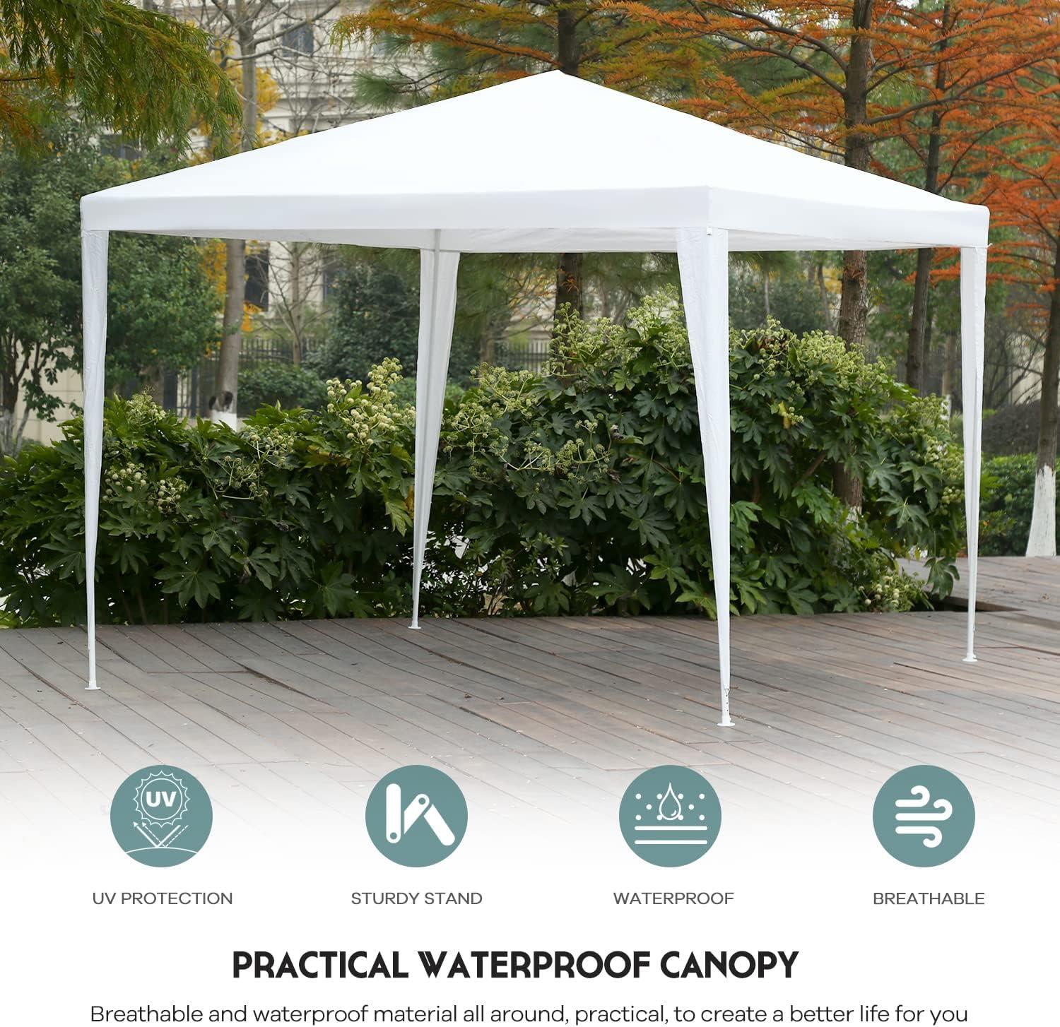 10'x10' Canopy Tent Outdoor Canopy Party Wedding Tent Gazebo for Wedding Party,White