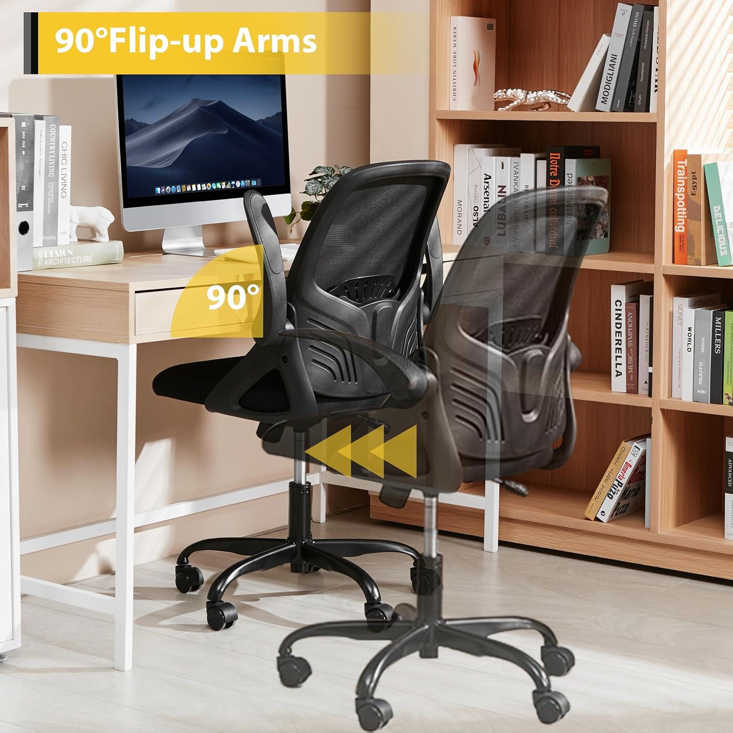 Black Mesh Mid-Back Ergonomic Swivel Task Chair