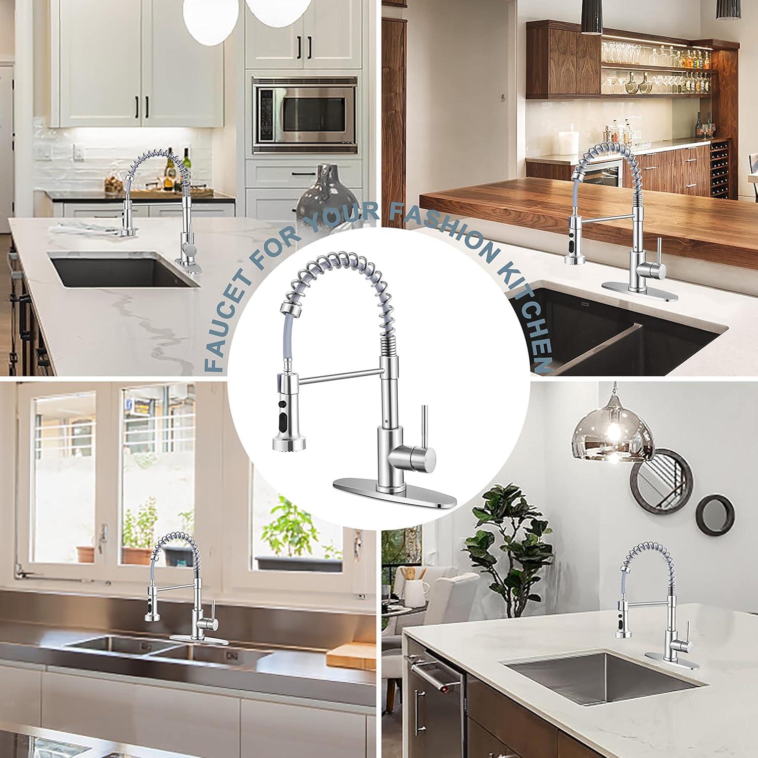 Single-Handle Pull-Down Sprayer High Arc Kitchen Faucet With Deck Plate