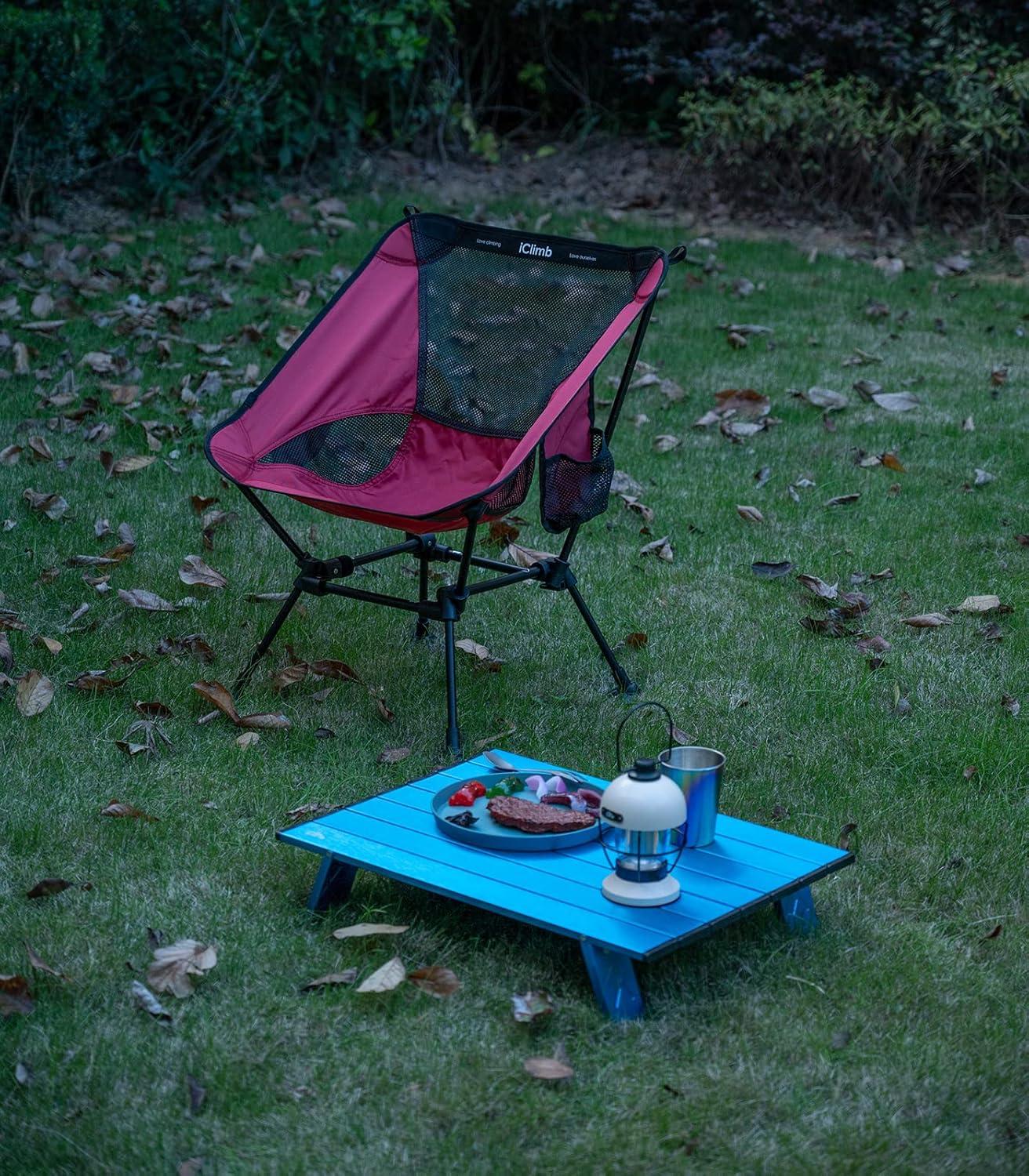 iClimb Ultralight Compact Camping Folding Beach Chair with Anti-Sinking Large Feet