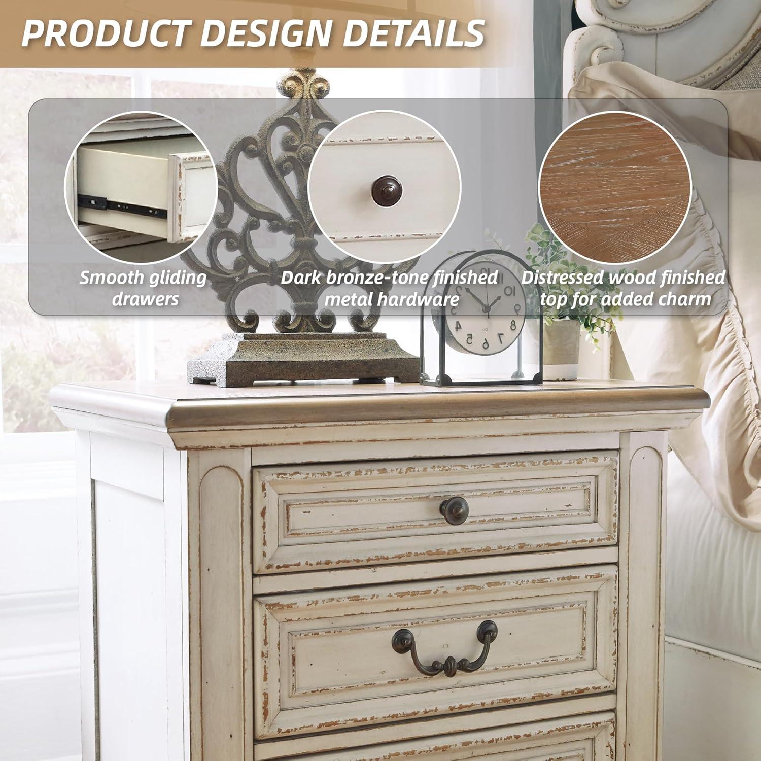 Hayley 3 - Drawer Nightstand in White
