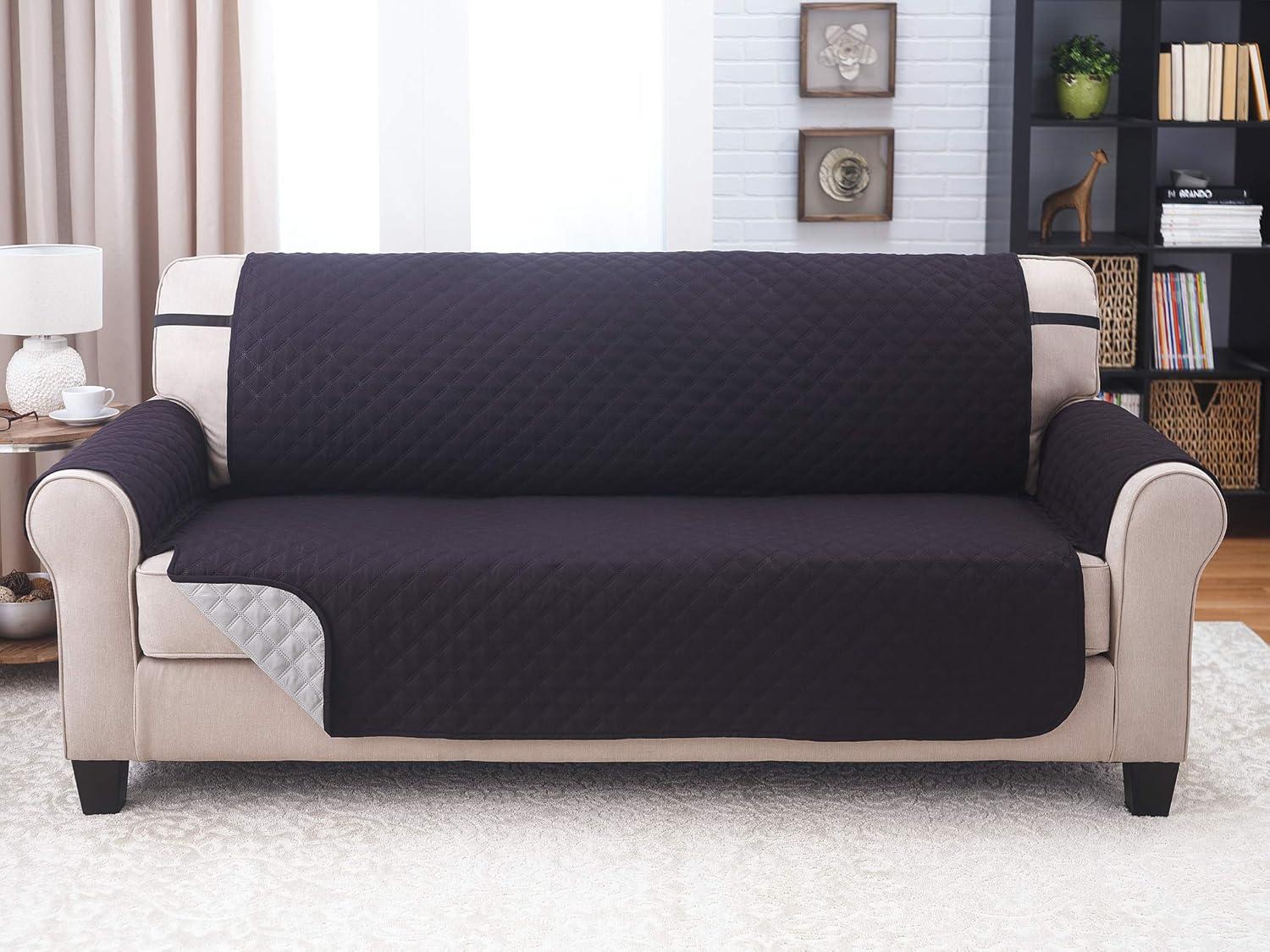 Sofa Cover - Furniture Protector - Shield & Protects from Dogs, Cats, Pets, Kids, Stains - Reversible, Easy Wash & Dry - Chocolate & Tan - 110" W x 75" L