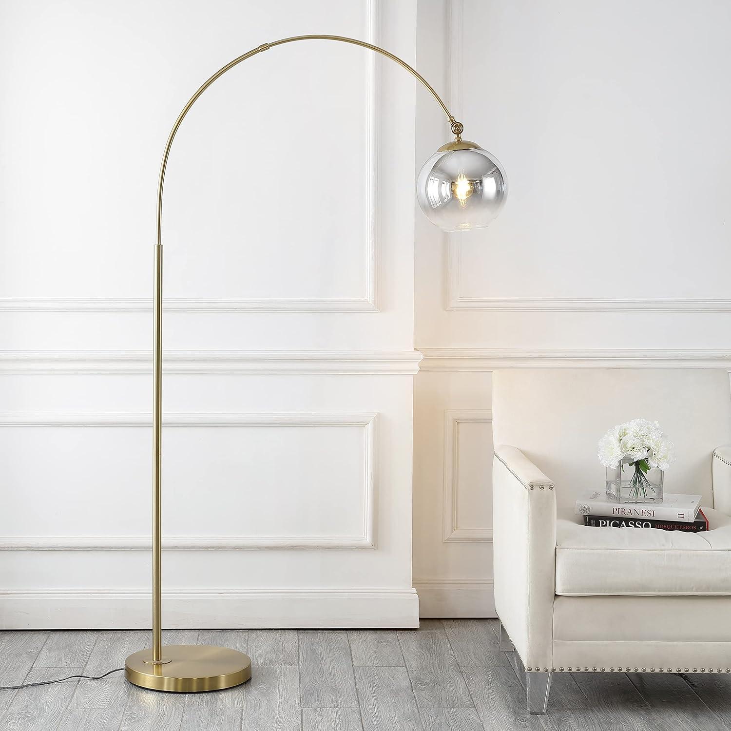 Nora Minimalistic Transitional 71" Brass Gold LED Arc Floor Lamp