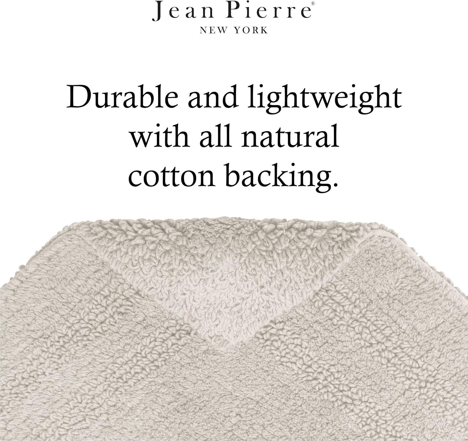 Jean Pierre Cotton Stonewash Racetrack 2-Piece Bath Rug Set, Lt Gray