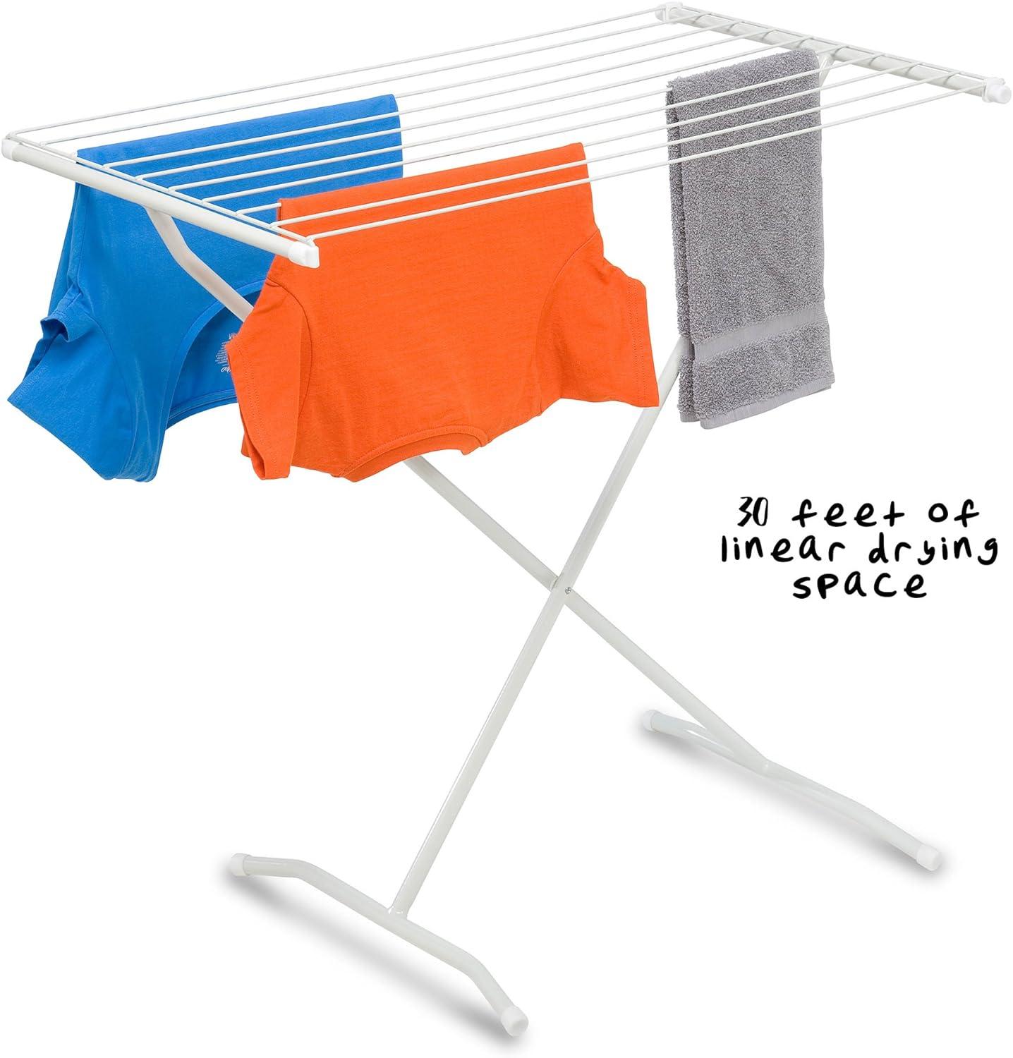 Honey-Can-Do Collapsible Steel X-Frame Freestanding Clothes Drying Rack, White