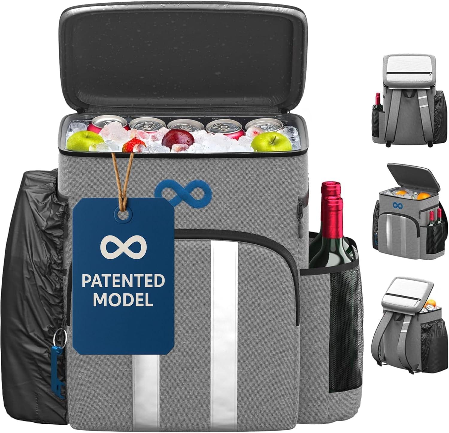 Everlasting Comfort Insulated Cooler Backpack Leak Proof Thermal Bag Picnic Backpack, Gray