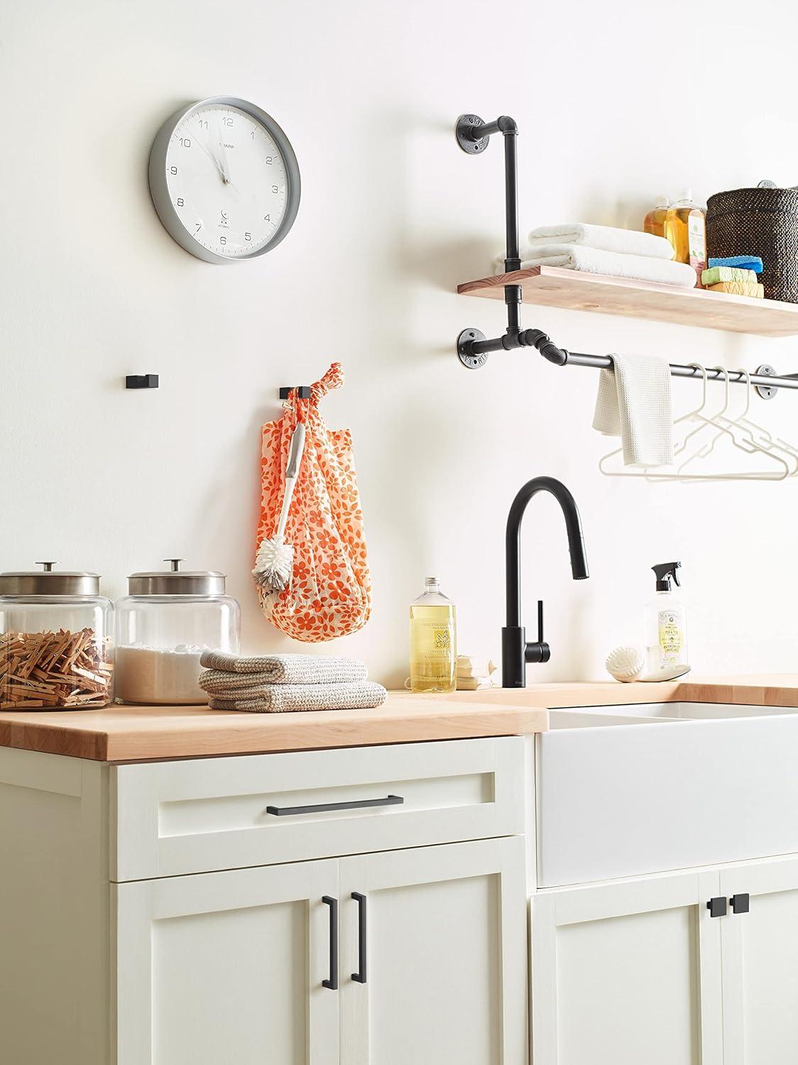 Amerock Monument Matte Black Single Prong Robe Hook