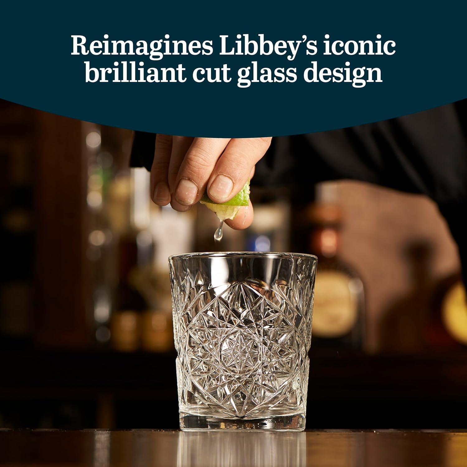 Libbey Classic Libbey Cocktail Hobstar Double Old Fashioned Glasses, 12 oz. (Set of 4)