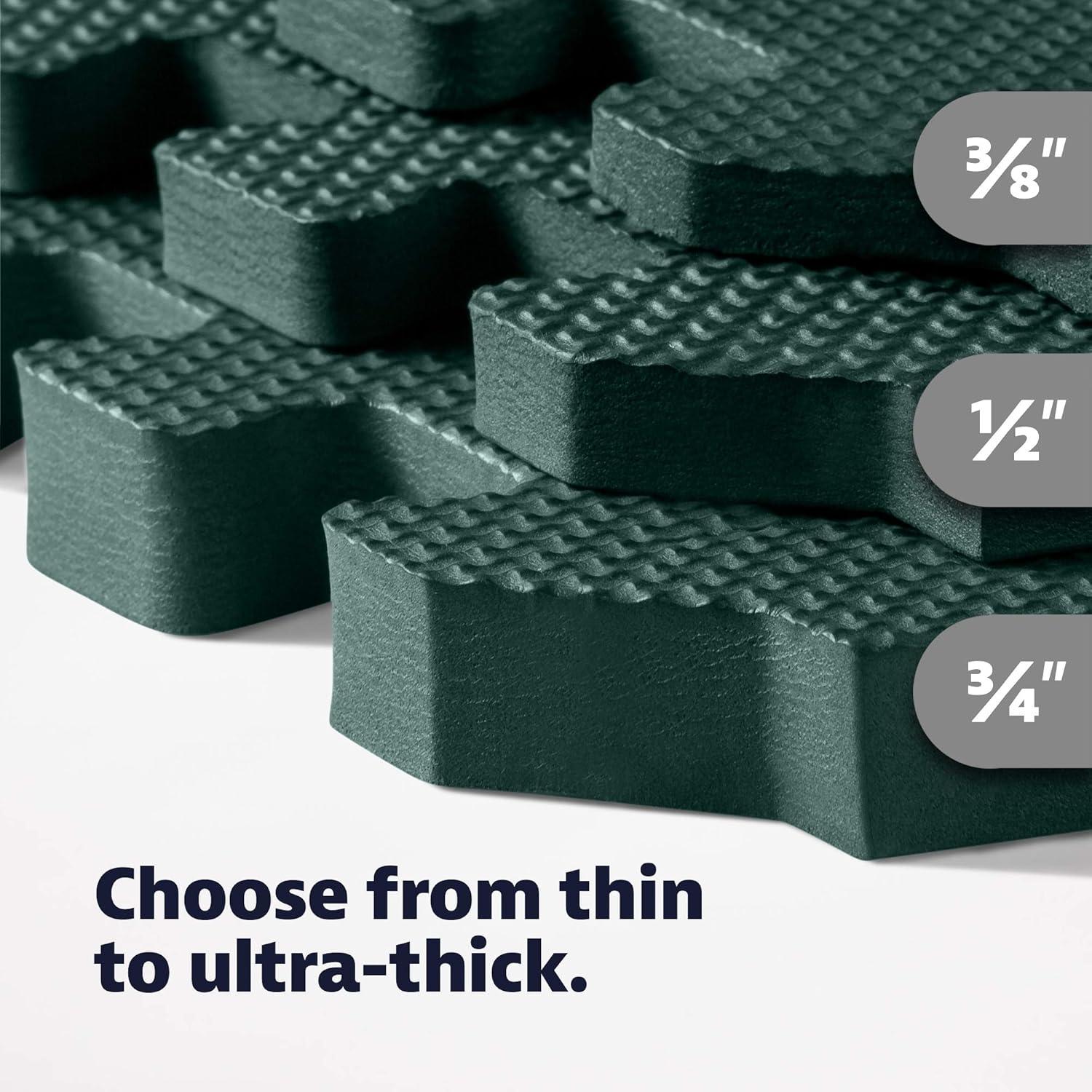 We Sell Mats 1/2 Inch Thickness Multipurpose EVA Foam Floor Tiles, Interlocking Floor Mat for Indoor Gym and Home Use 100 Square Feet (25 Tiles) Hunter Green