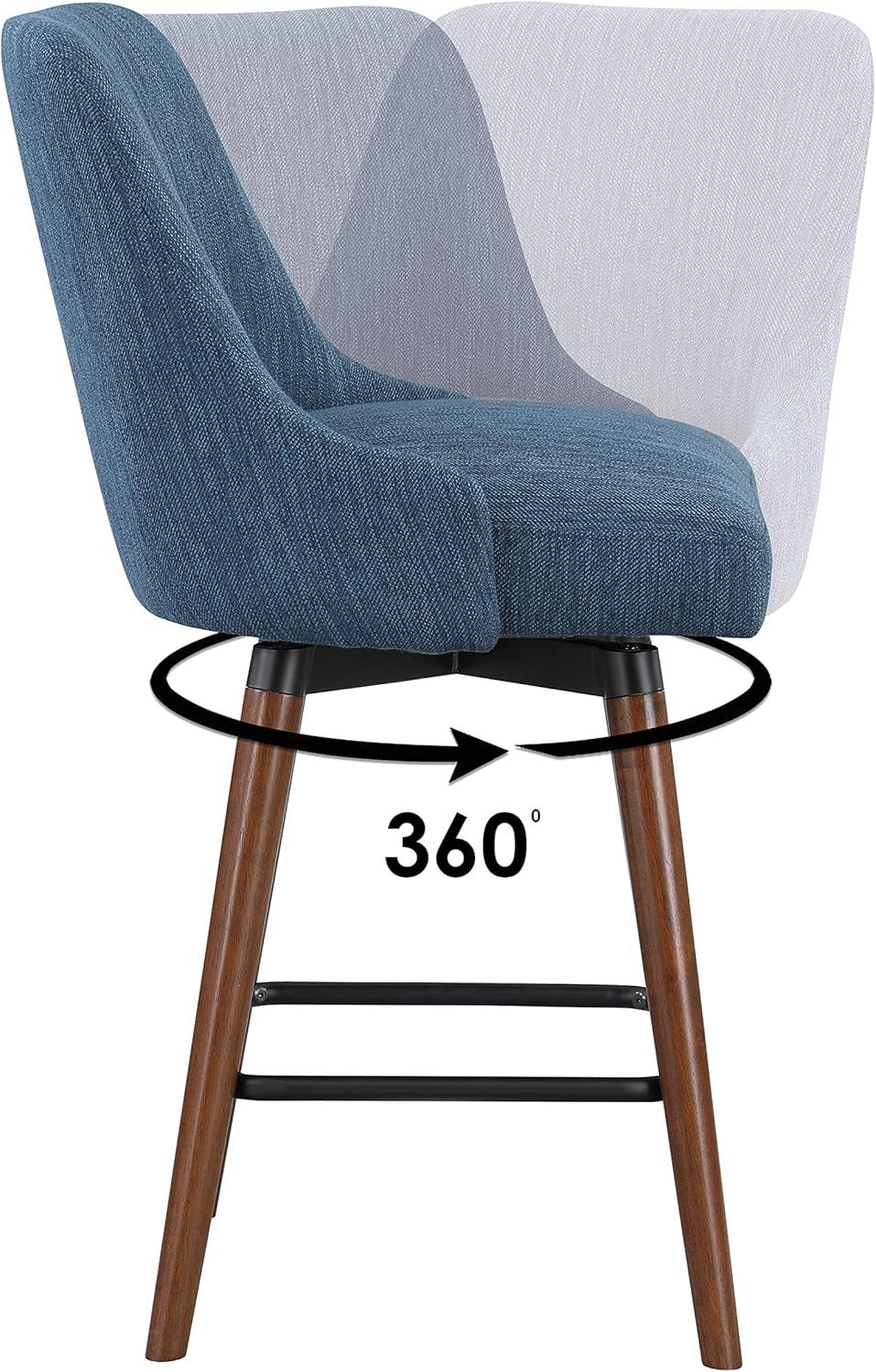 Bagford 26" Swivel Counter Stool with Medium Espresso Legs in Navy Fabric