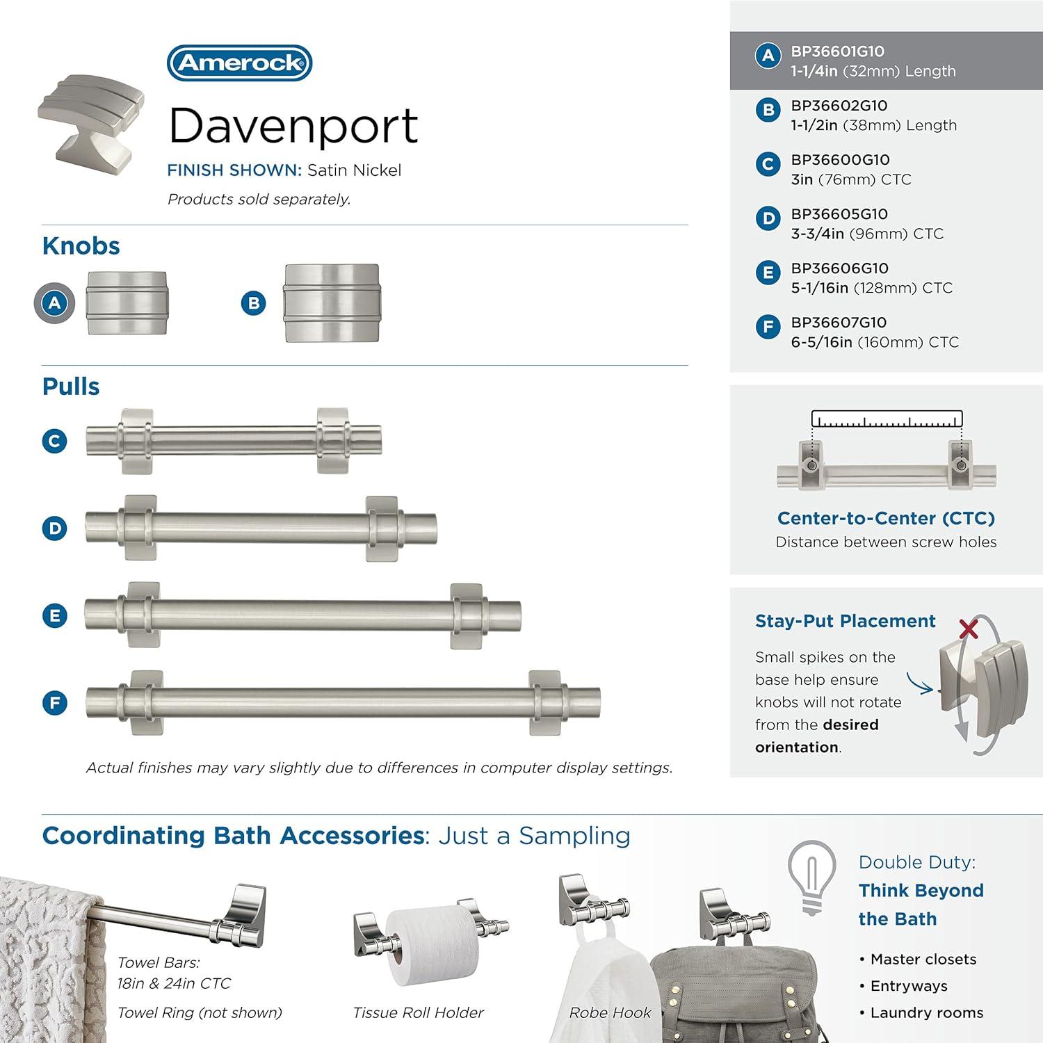 Davenport 1 3/16" Length Square Knob