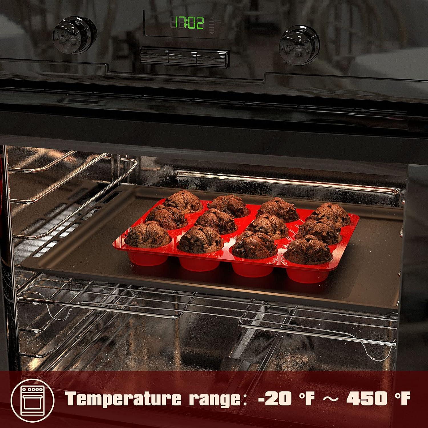 RUseeN Silicone Muffin Pan 2 Pack - 12 Cups Regular Silicone Cupcake Pan, Non-stick Silicone Great for Making Muffin Cakes, Tart, Bread - BPA Free and Dishwasher Safe