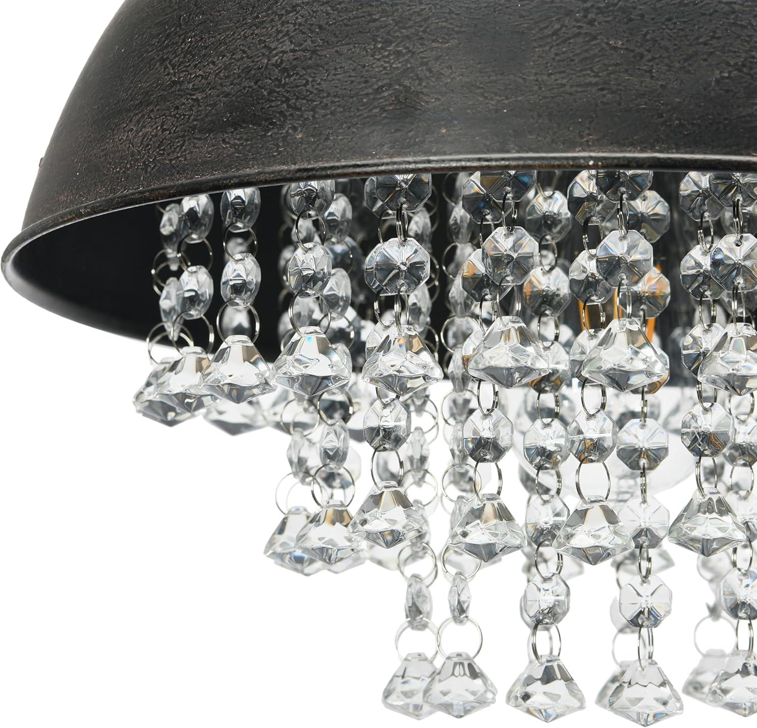 13.25" x 15" Metal Chandelier with Crystals Black - Storied Home