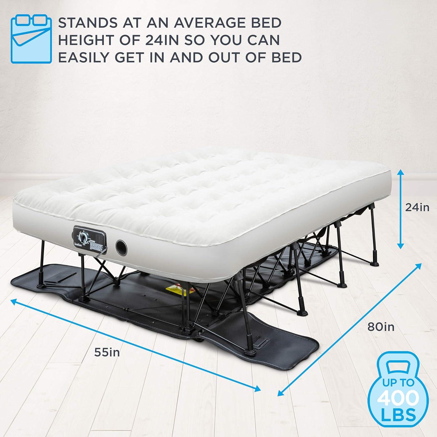 Ivation Full Size Raised Air Mattress with Built-In Pump and Frame