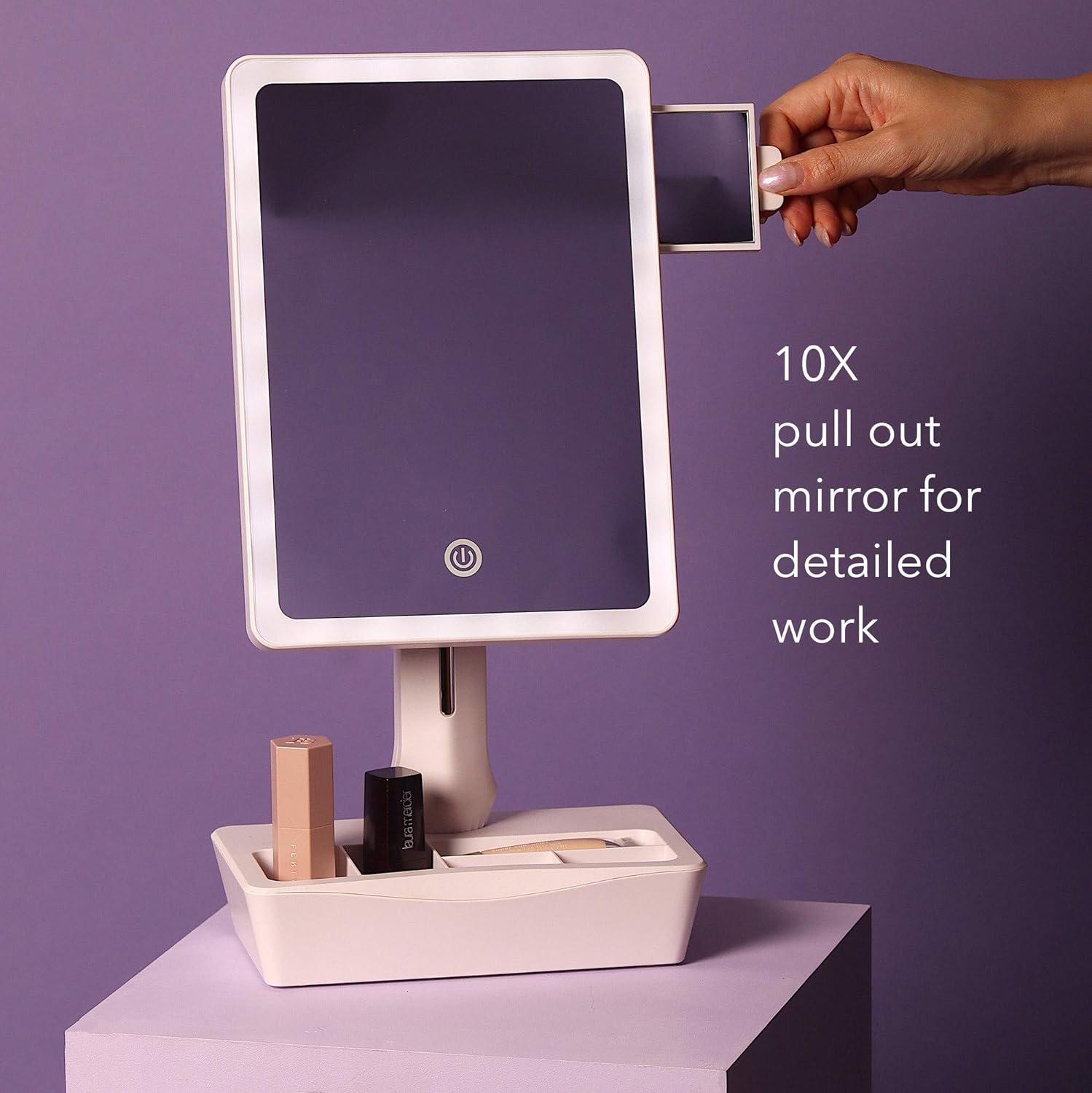 Fancii Gala LED Lighted Large Vanity Makeup Mirror with 10X Pull Out Magnifying Mirror