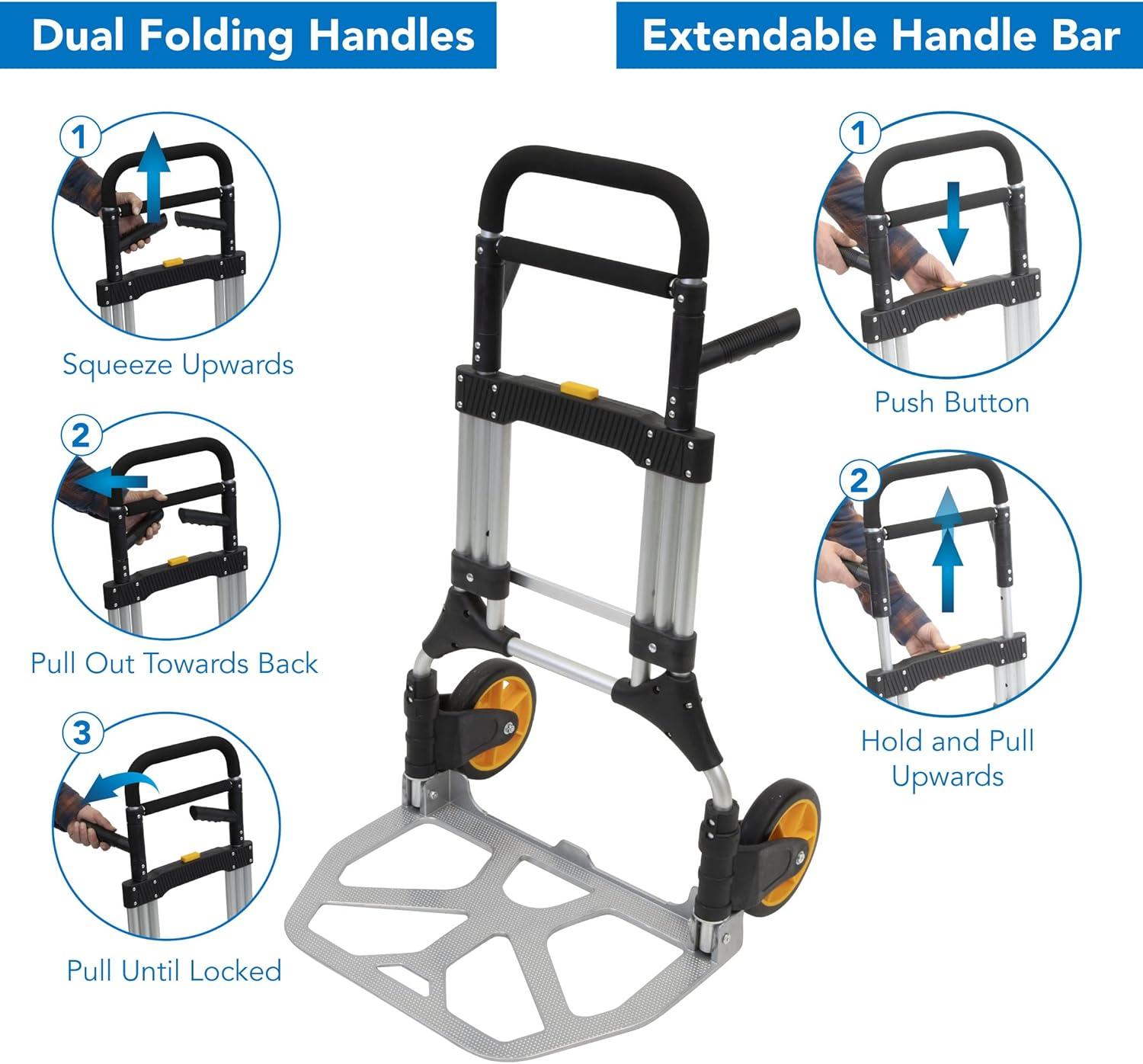 Mount-It! Heavy-Duty Folding Hand Truck Dolly | 440 Lb Capacity