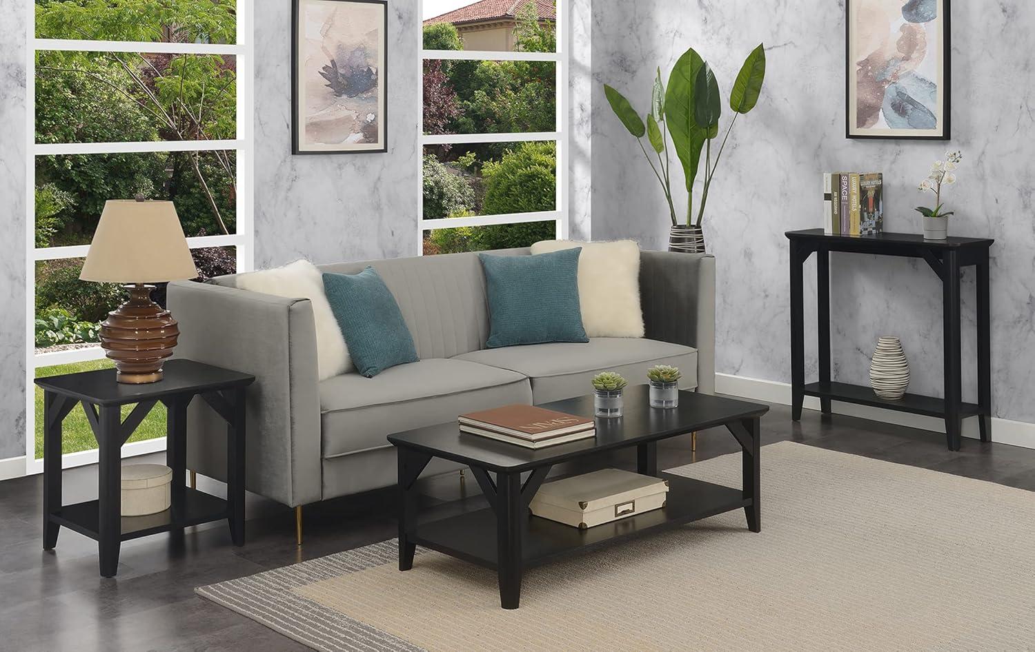 Convenience Concepts Storage Particle Board Coffee Table with Shelf, Black