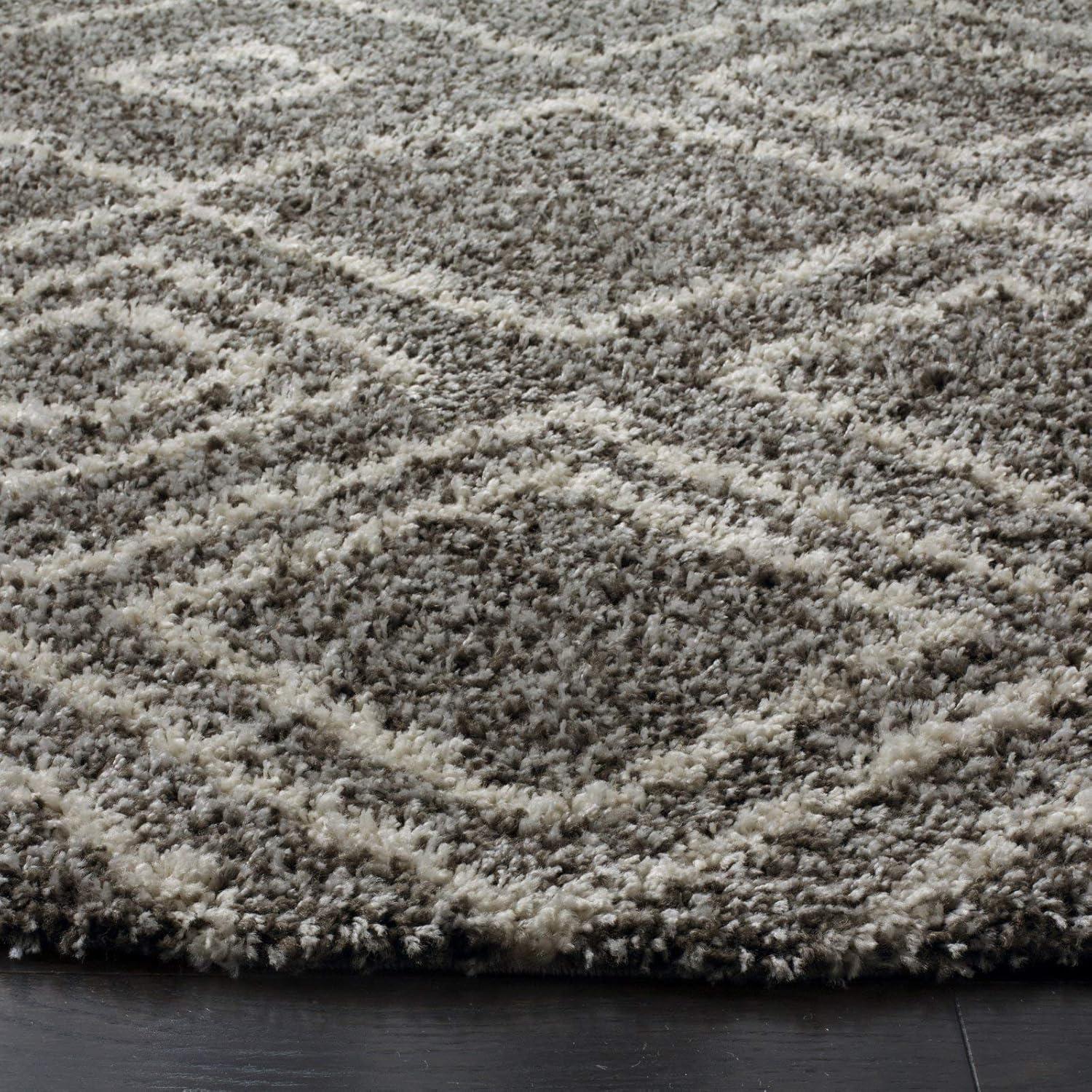 Safavieh Arizona Nettie Shag 8 x 10 (ft) Loomed Polypropylene Brown/Ivory Rectangular Indoor Geometric Mid-Century Modern Area rug