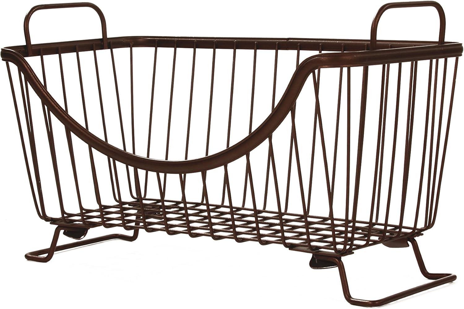 Ashley Bronze Stackable Steel Wire Basket with Looped Handles