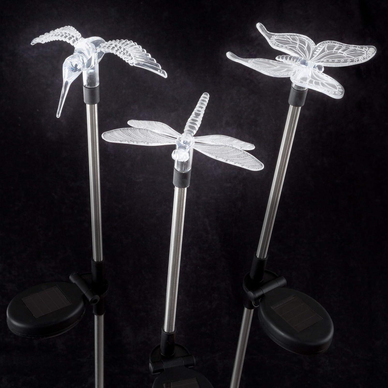 Pure Garden 3-Pack of Butterfly, Dragonfly and Hummingbird Solar Lights