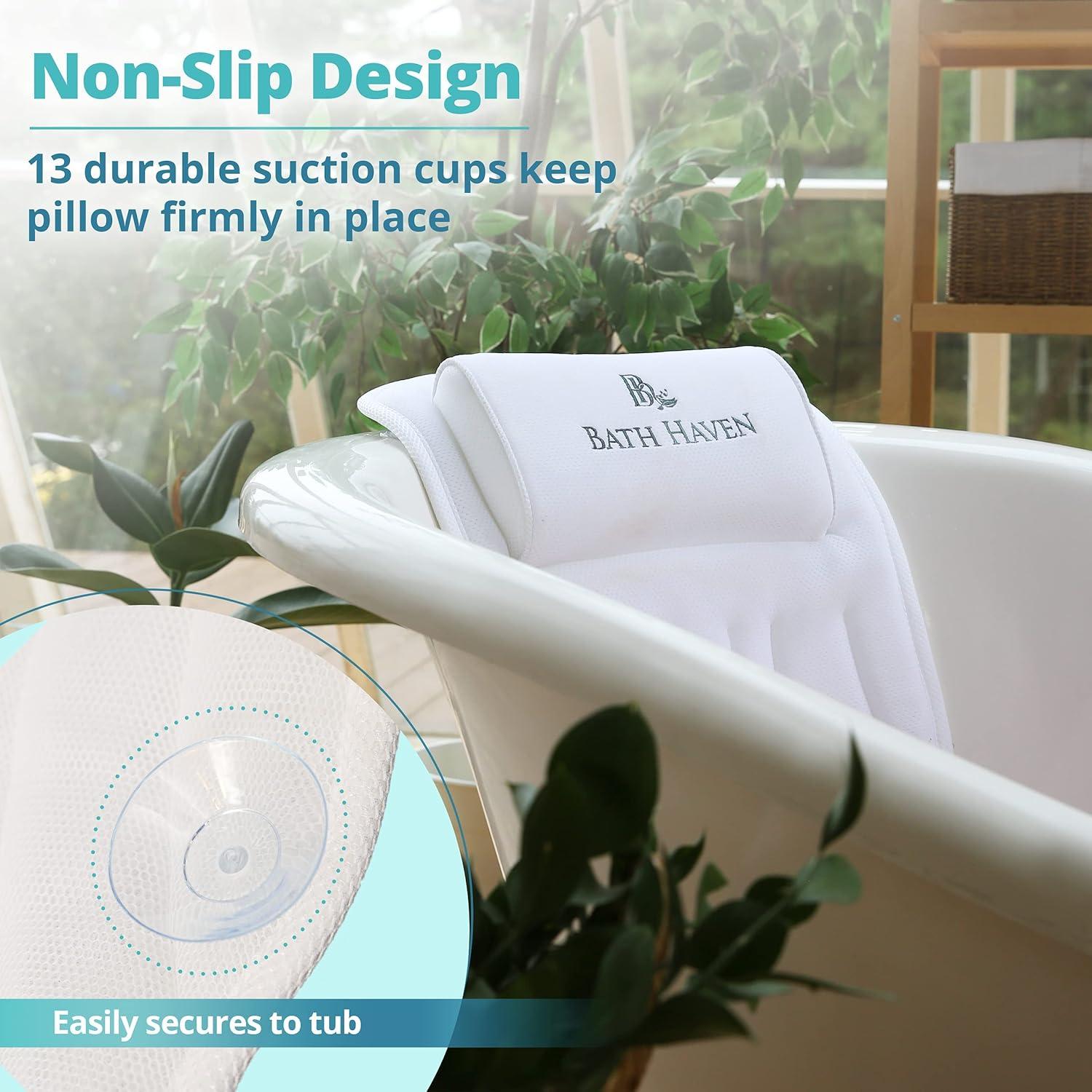 Open Box BATH HAVEN BATH PILLOW FOR BATHTUB FULL BODY MAT & CUSHION CLASSIC - WHITE