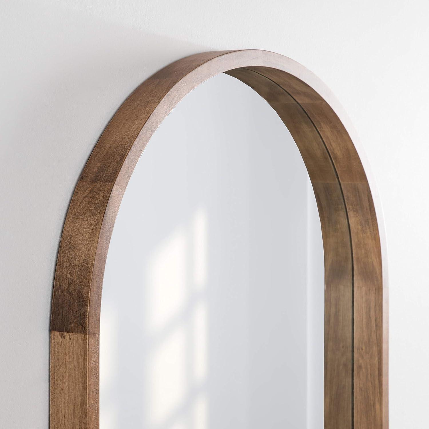 24" x 36" Hutton Wood Framed Capsule Wall Mirror Rustic Brown - Kate & Laurel All Things Decor