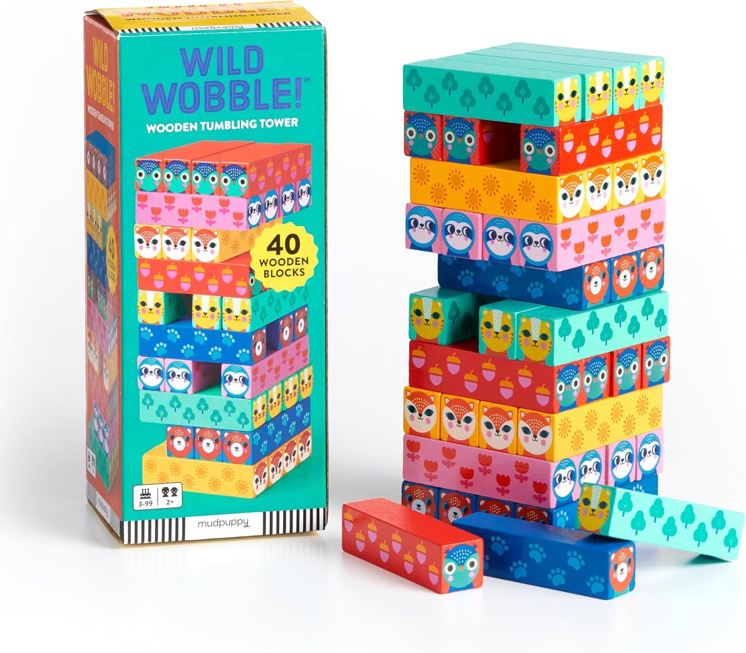 Colorful Wooden Animal Tumbling Tower Game for Kids