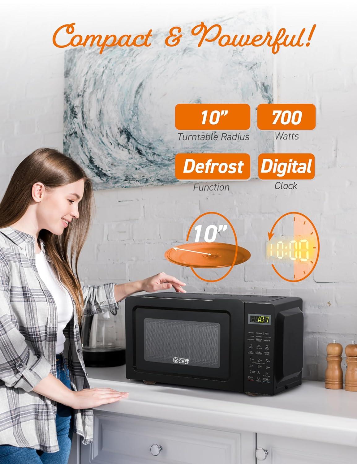 Commercial Chef CHM770B 0.7 cu. ft. Microwave Oven, Black