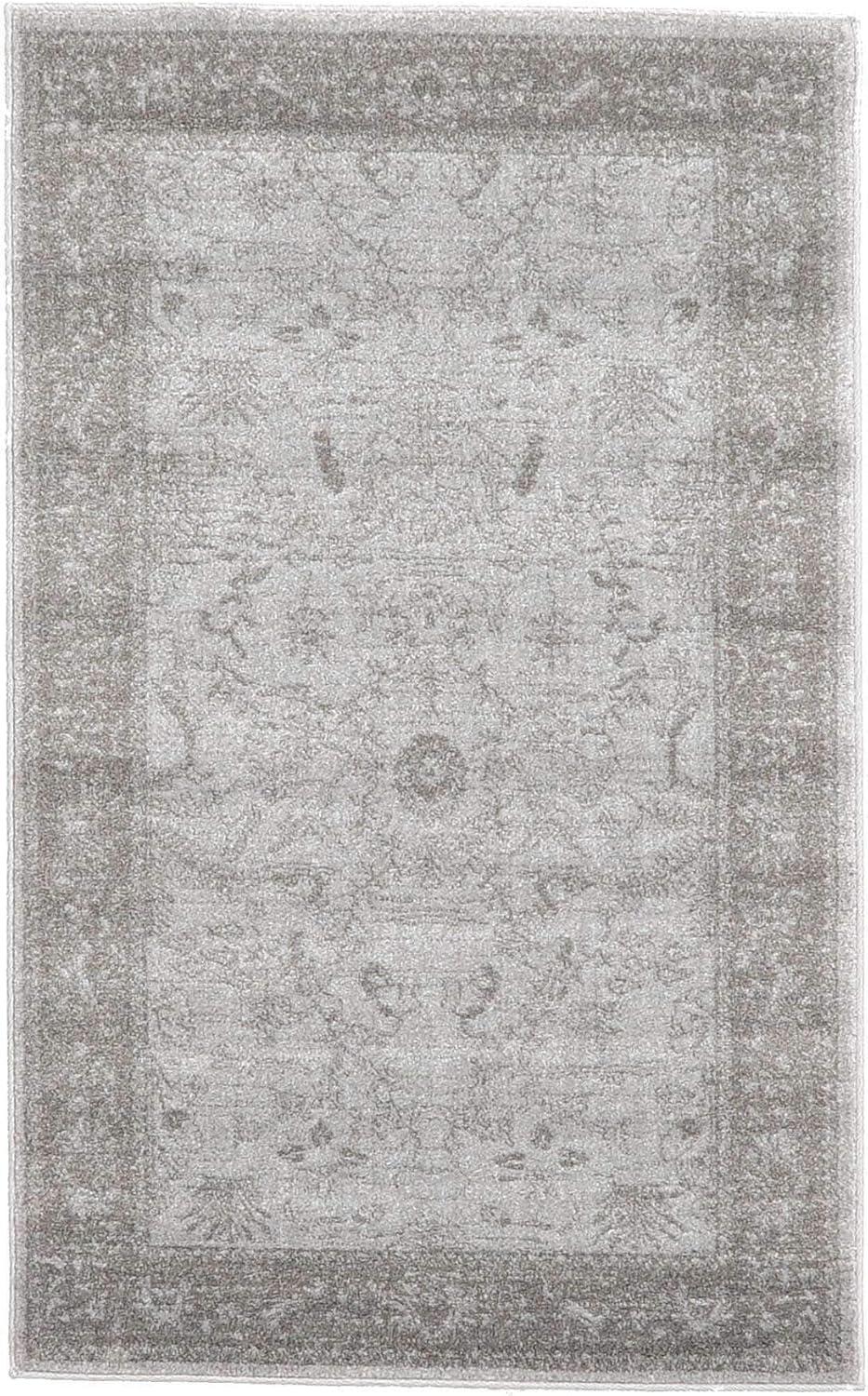 Elysian Light Gray Floral Reversible Indoor Rug - 3' 3" x 5' 3"