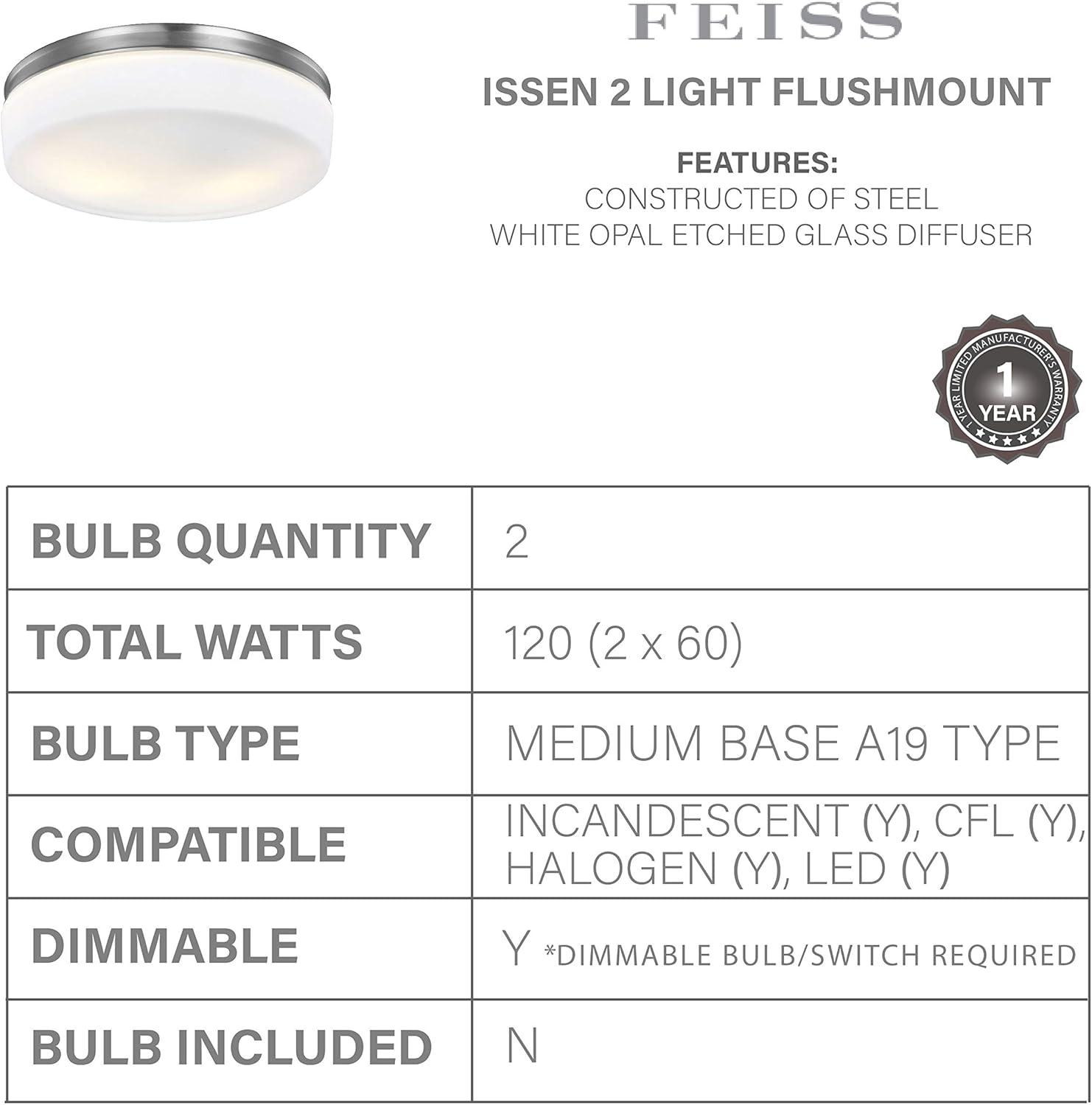 Elegant Satin Nickel 2-Light Indoor/Outdoor Flush Mount with Opal Etched Glass