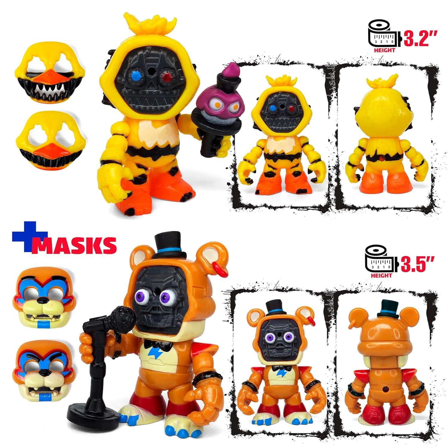 Set 12 pcs Inspired by Game Five Night at Freddys Toys | Mini Figures with Masks | FNAF Action Figure [Rockstar Bonnie, Montgomery Gator, Chica, Human Security, Radioactive Foxy etc.]