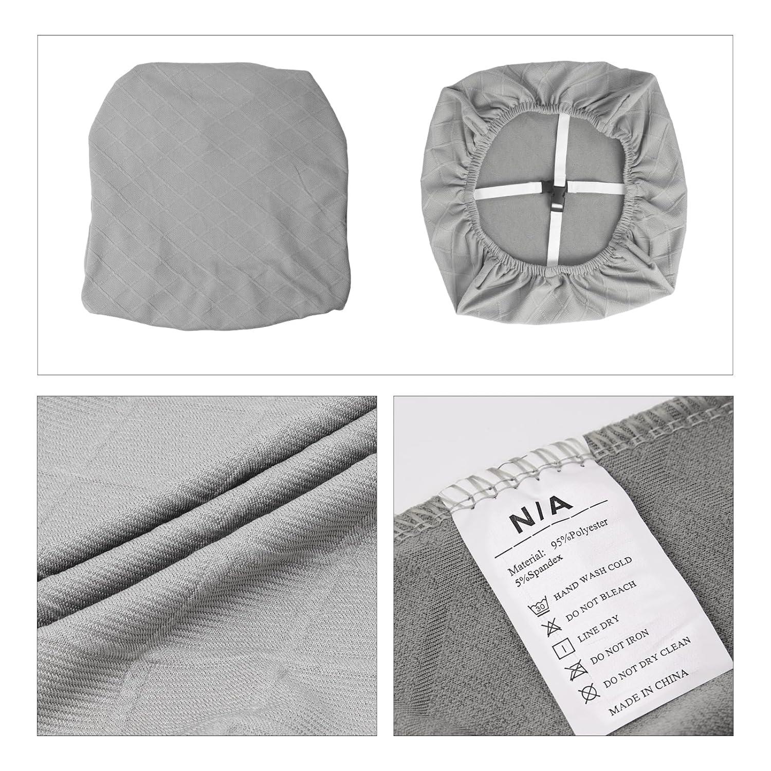 Smiry Dining Chair Seat Covers Stretch Jacquard Chair Slipcover with Ties (Set of 6, Beige)